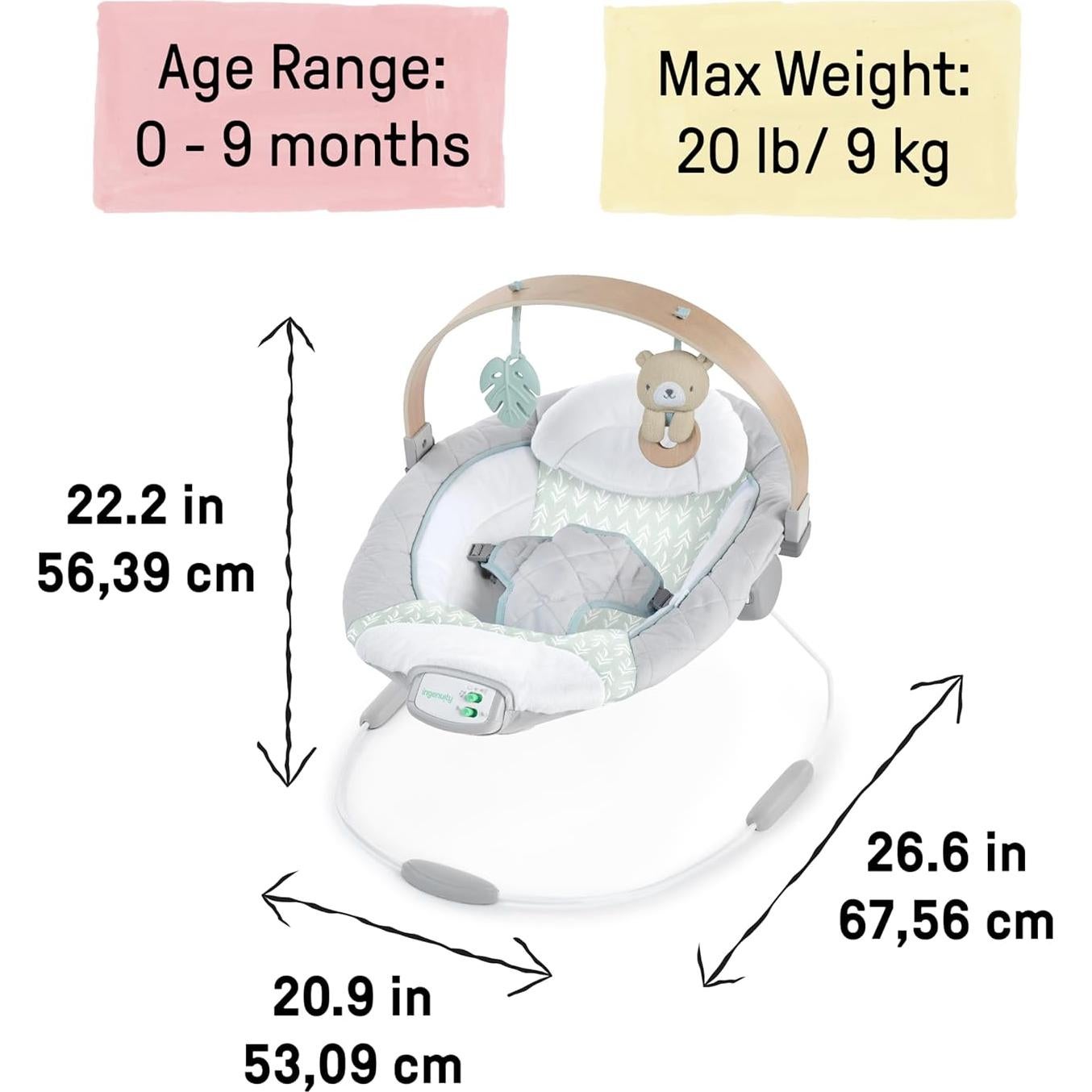 Balancín para Bebé Ingenuity Cozy Spot con Juguetes, Gris