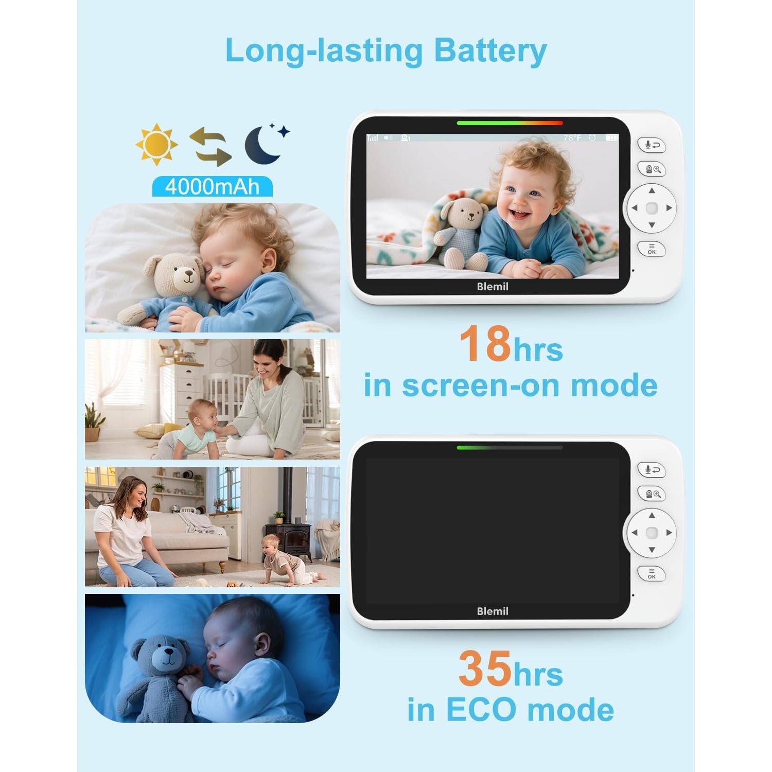 Monitor de Bebé Blemil BL9052Plus 6" Pantalla Grande
