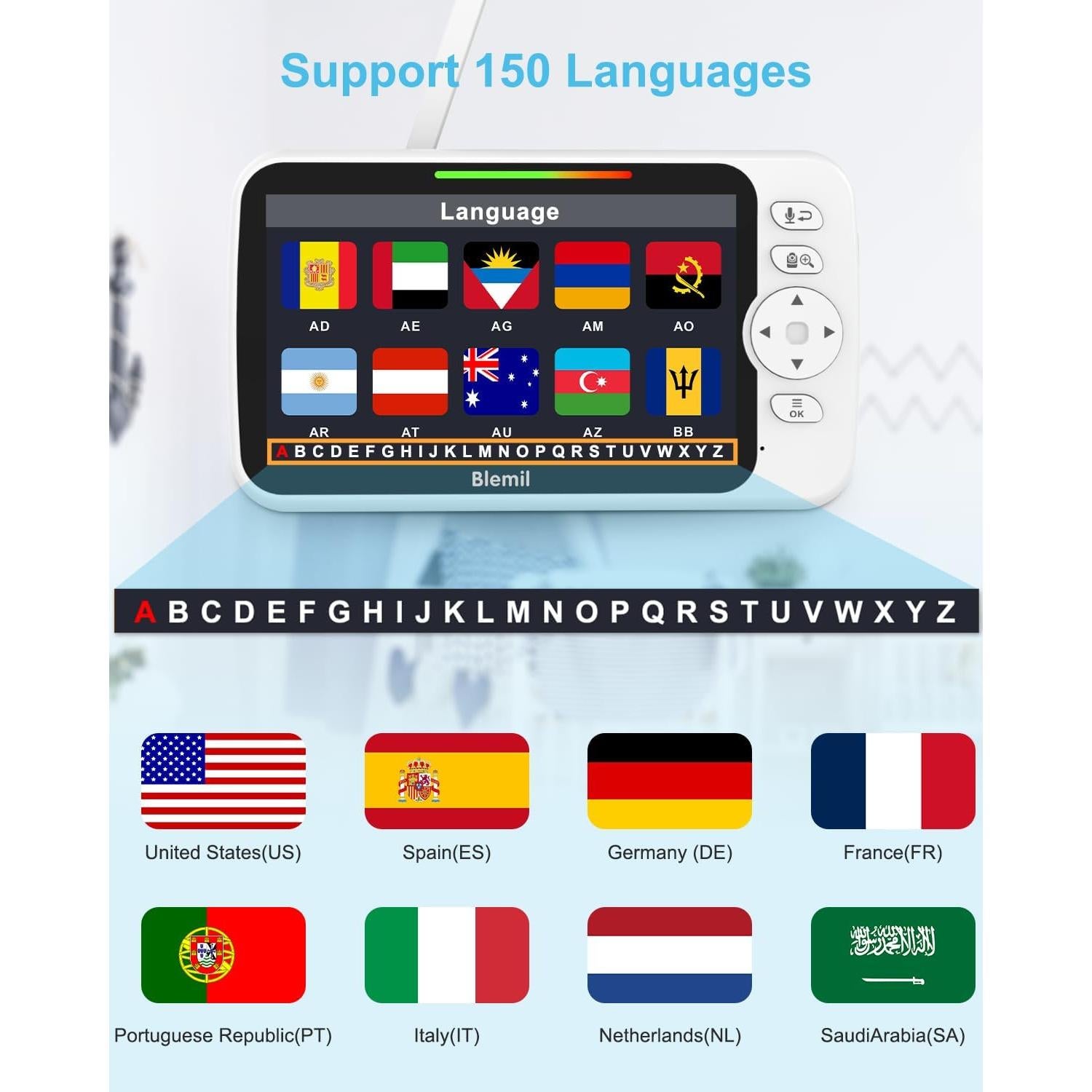 Monitor de Bebé Blemil BL9052Plus 6" Pantalla Grande