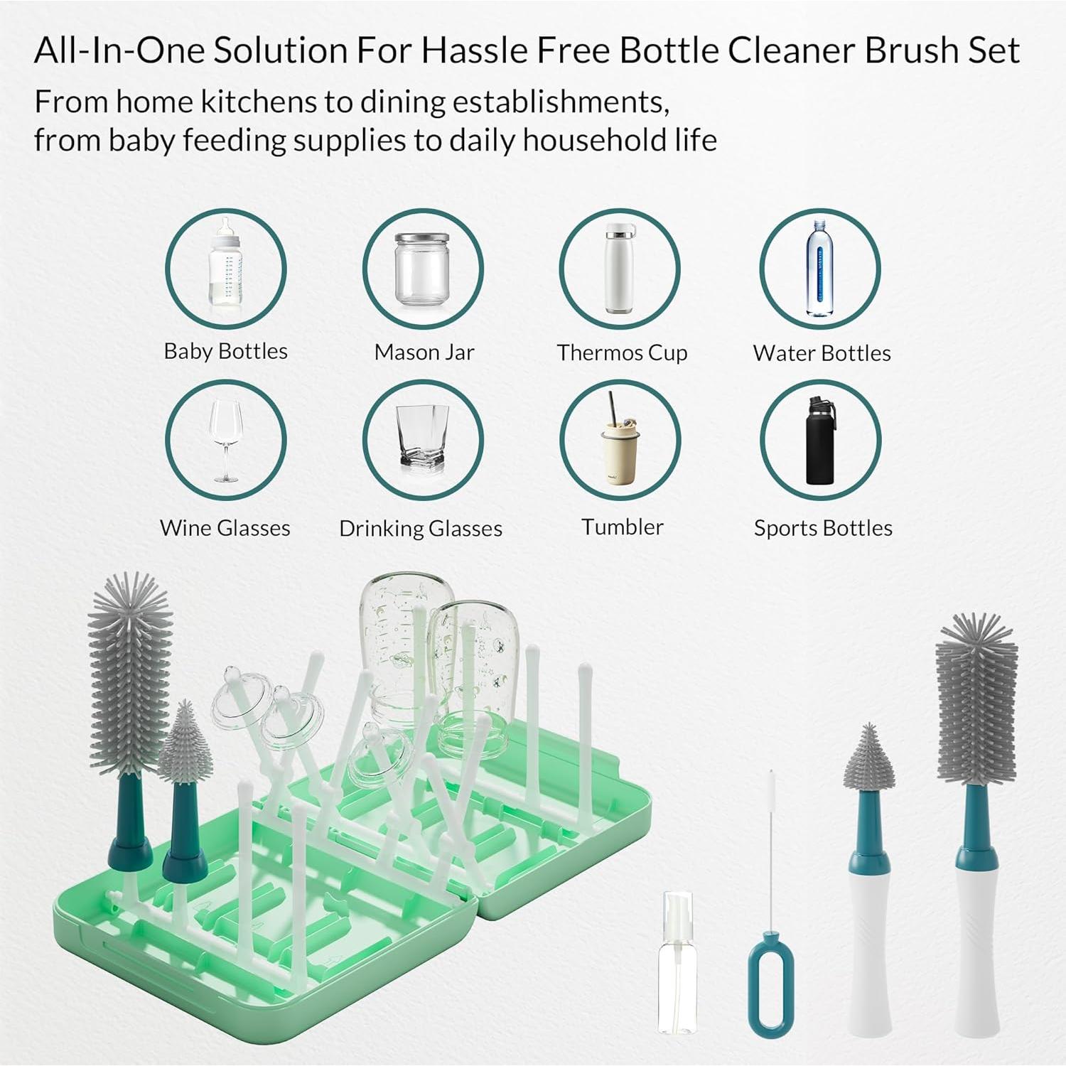 Juego de Cepillos para Biberones WHNL con Soporte Plegable