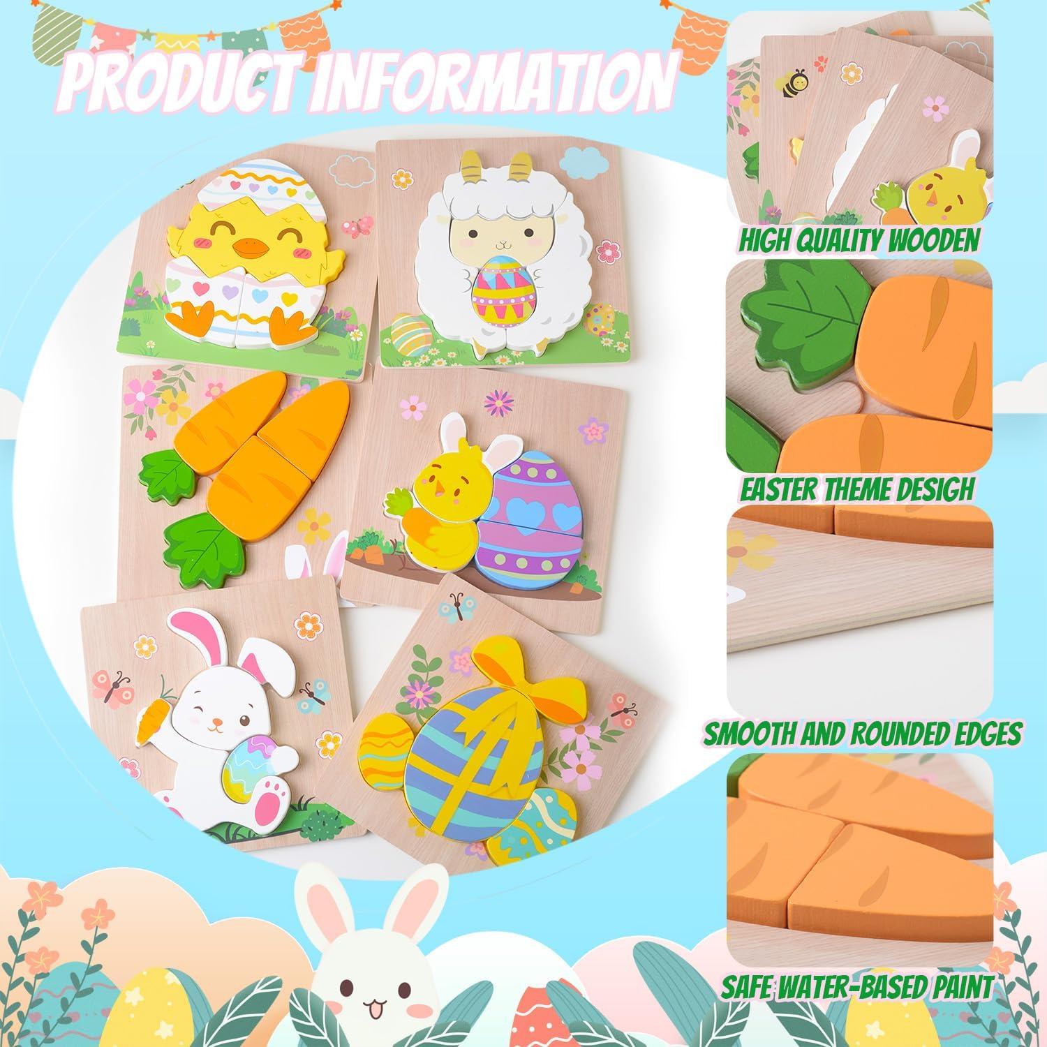 Paquete de 6 Rompecabezas de Madera YIYEE para Niños 3+