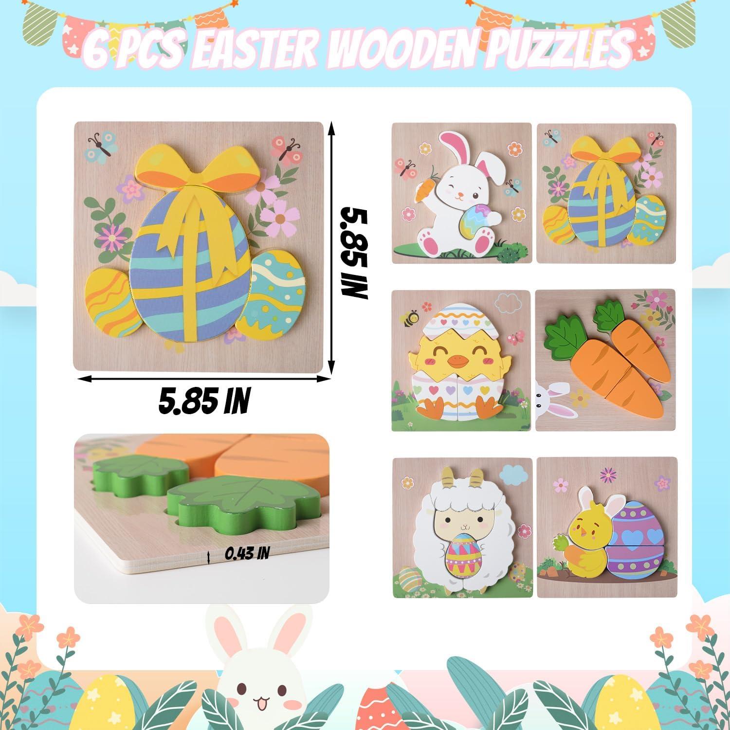 Paquete de 6 Rompecabezas de Madera YIYEE para Niños 3+
