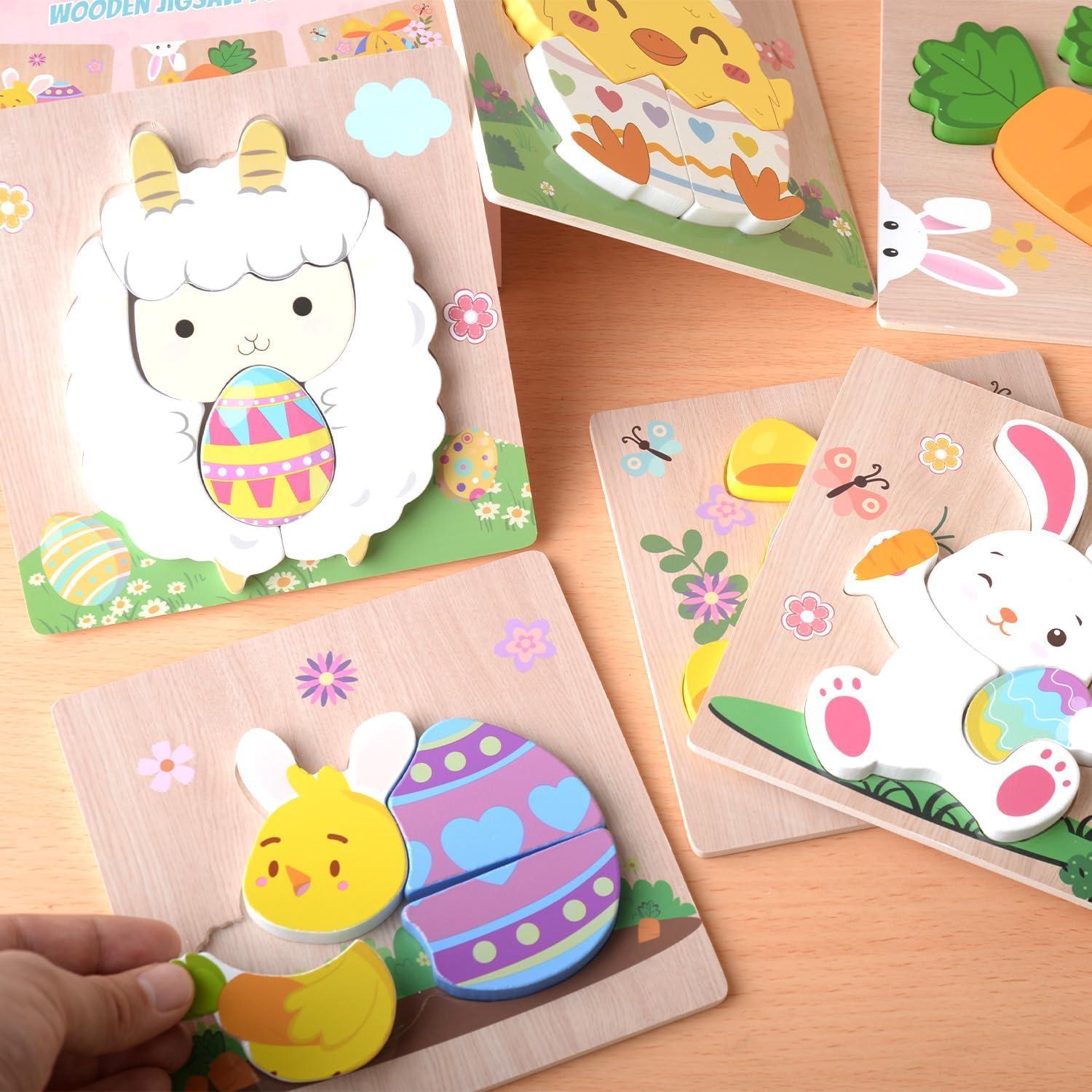 Paquete de 6 Rompecabezas de Madera YIYEE para Niños 3+