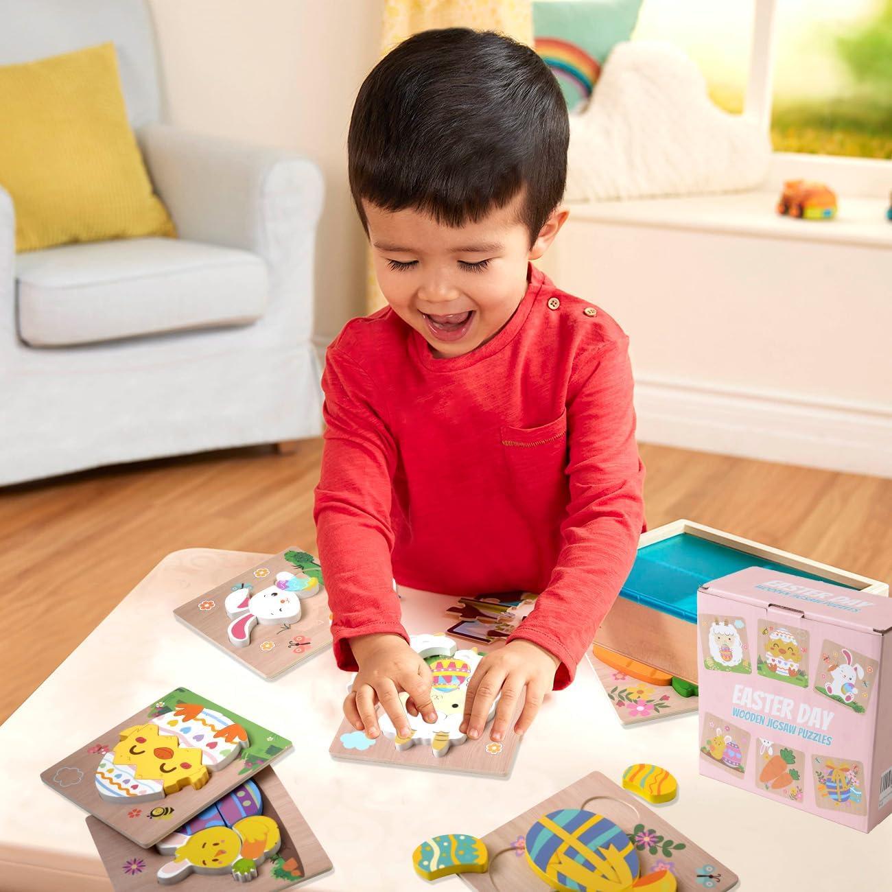 Paquete de 6 Rompecabezas de Madera YIYEE para Niños 3+