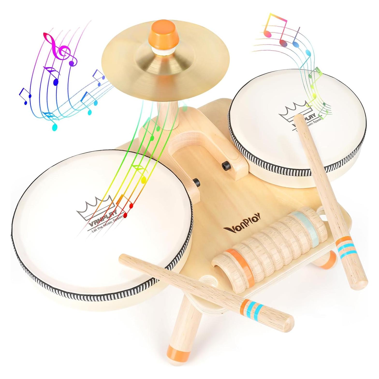 Juego de Tambores 5 en 1 Vanplay - Juguetes Musicales de Madera