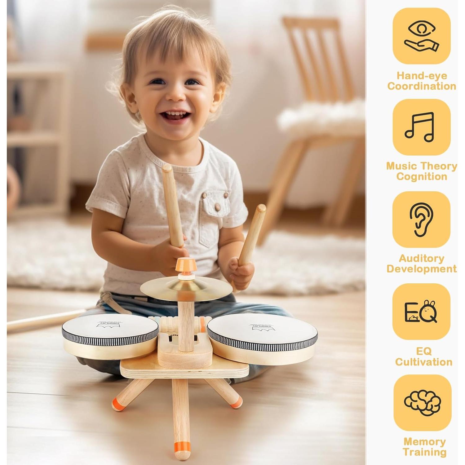 Juego de Tambores 5 en 1 Vanplay - Juguetes Musicales de Madera