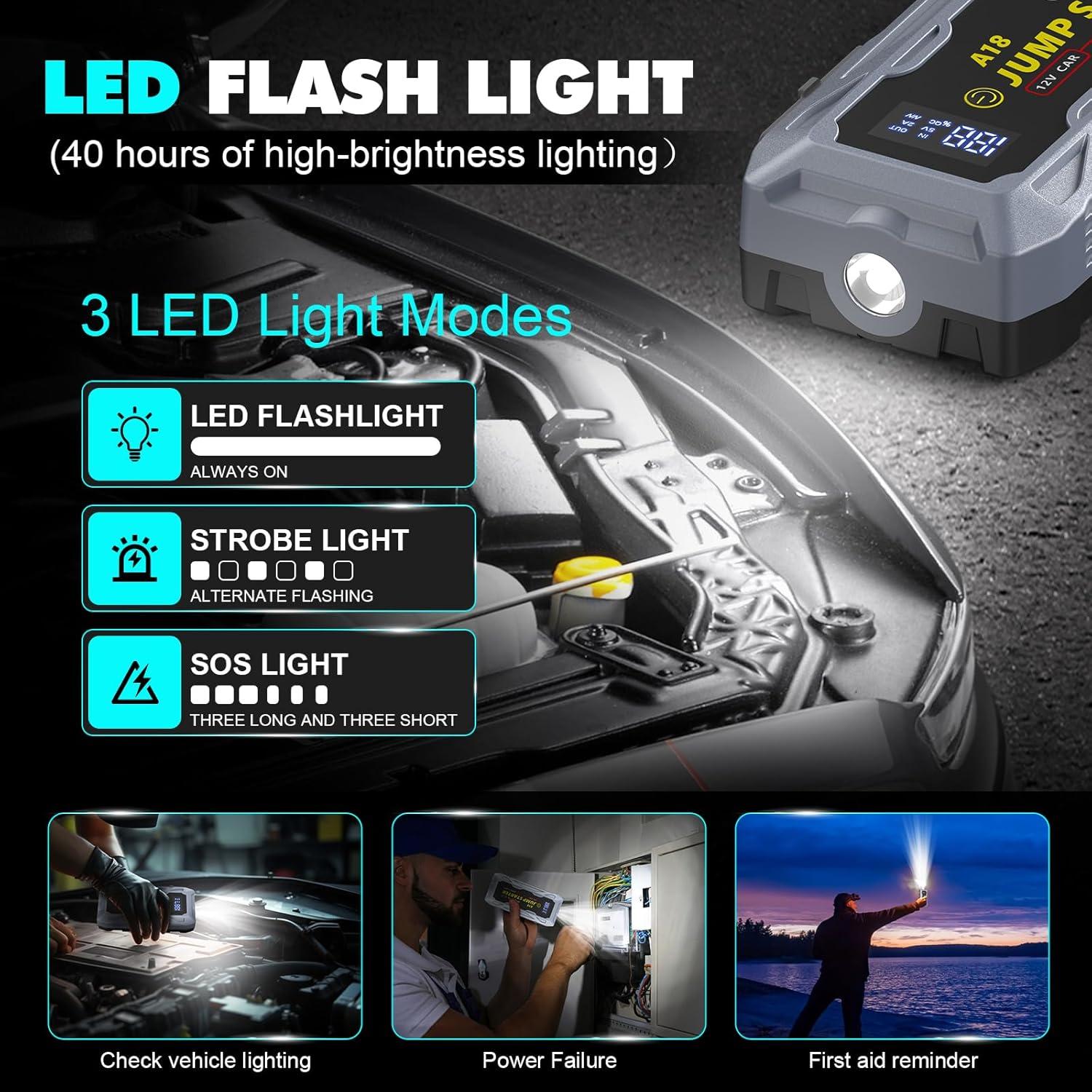 Arrancador de Coche QQZJ A18 6000A 12V Litio Portátil