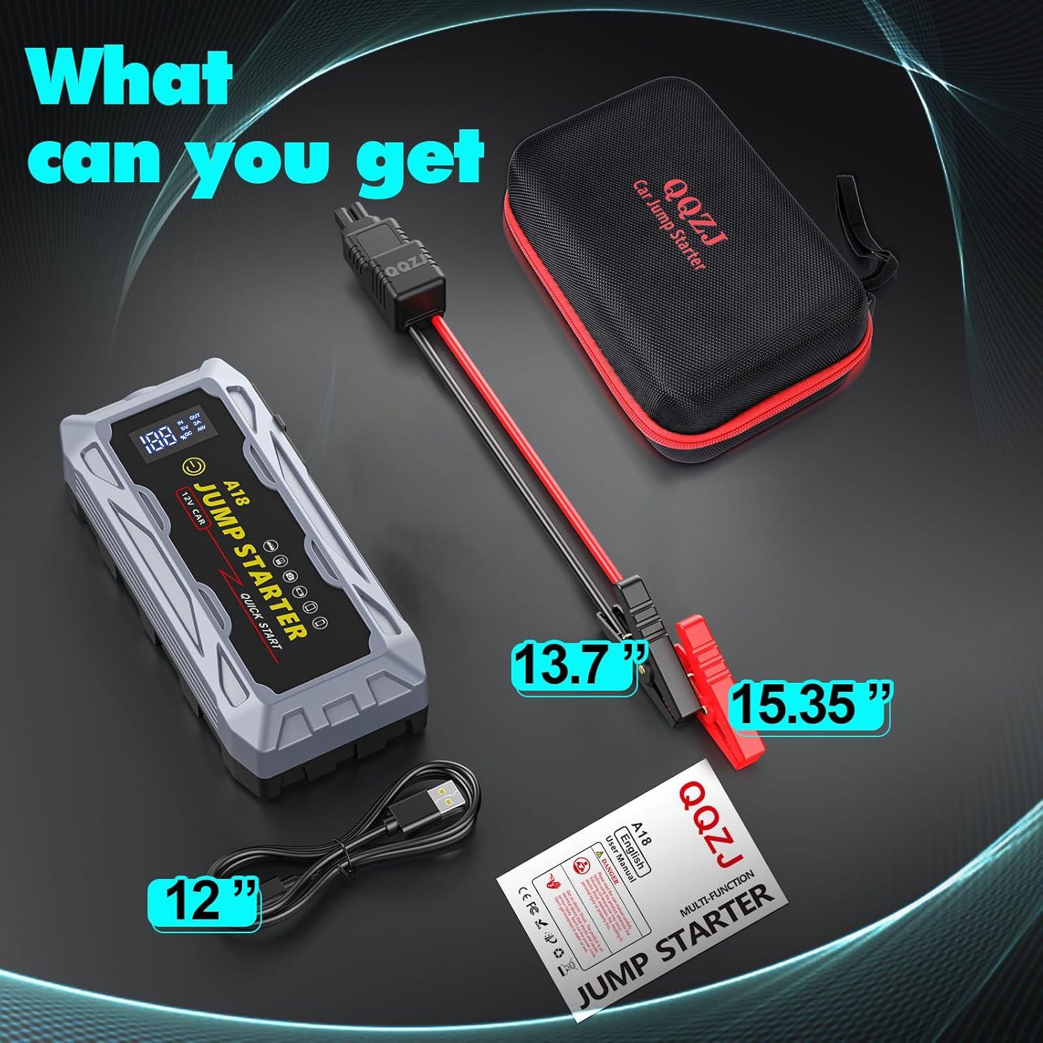 Arrancador de Coche QQZJ A18 6000A 12V Litio Portátil