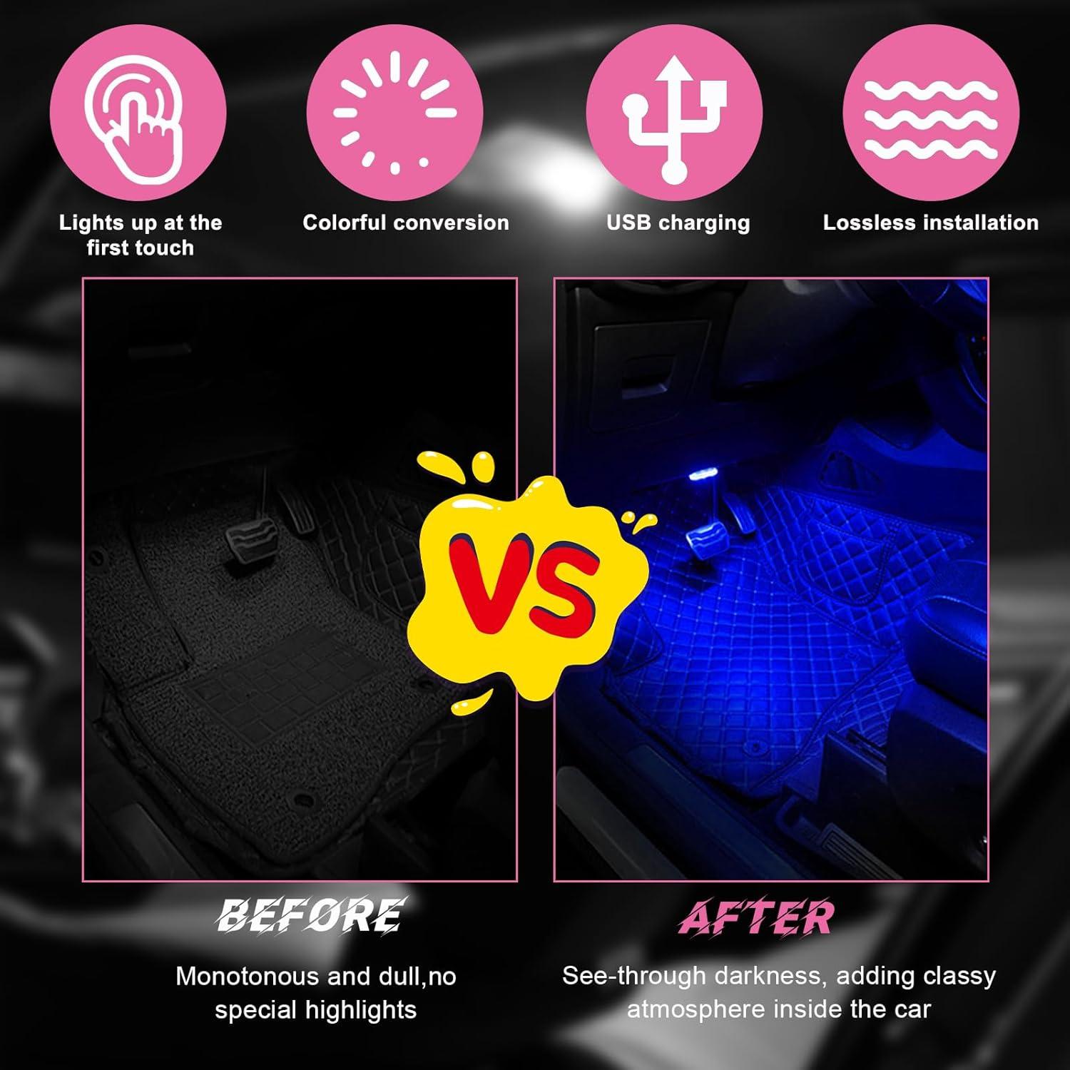 2 PCS Luces LED Inalámbricas para Auto povtii Azul