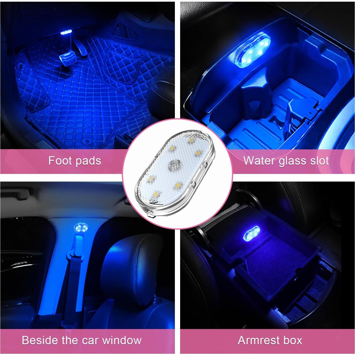 2 PCS Luces LED Inalámbricas para Auto povtii Azul