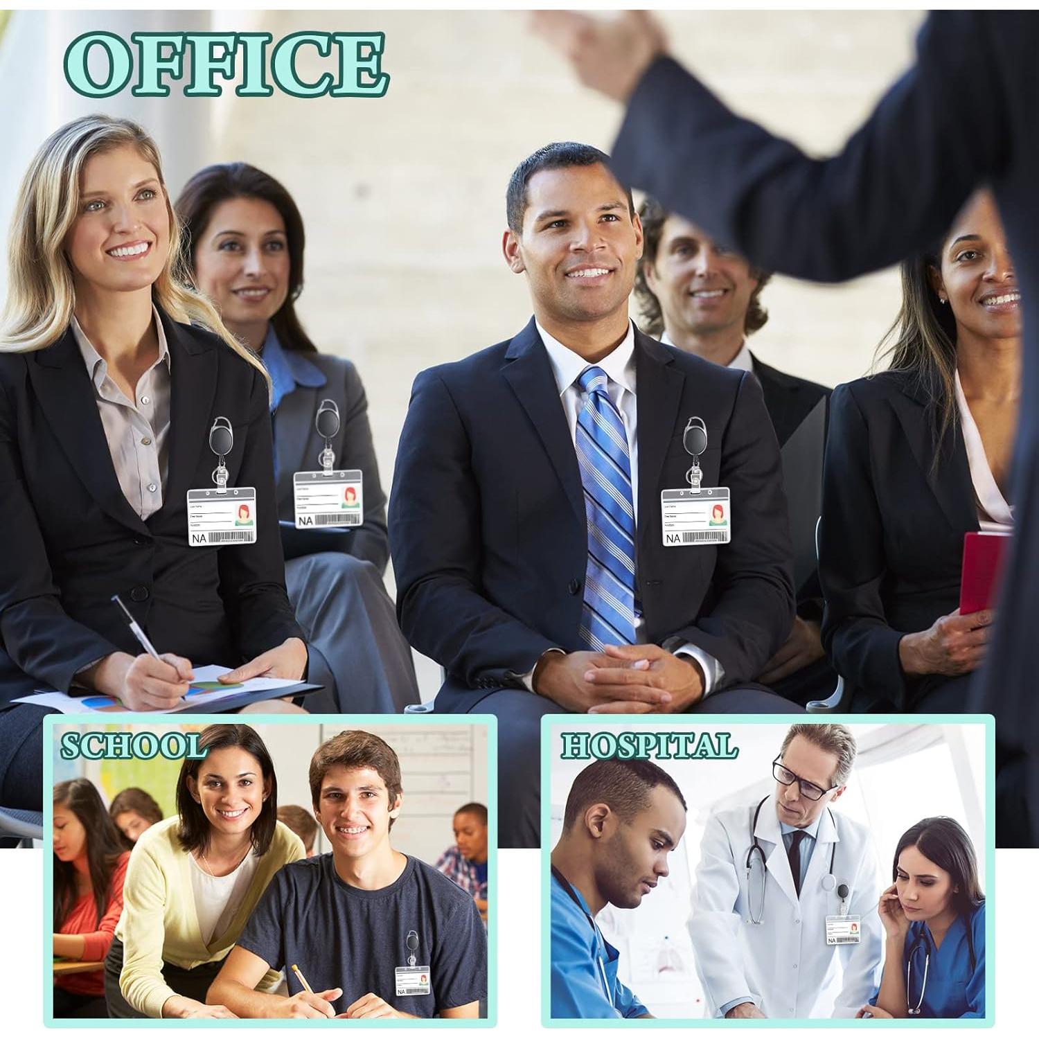 Soporte de identificación retráctil Honoson 50 Pcs Negro