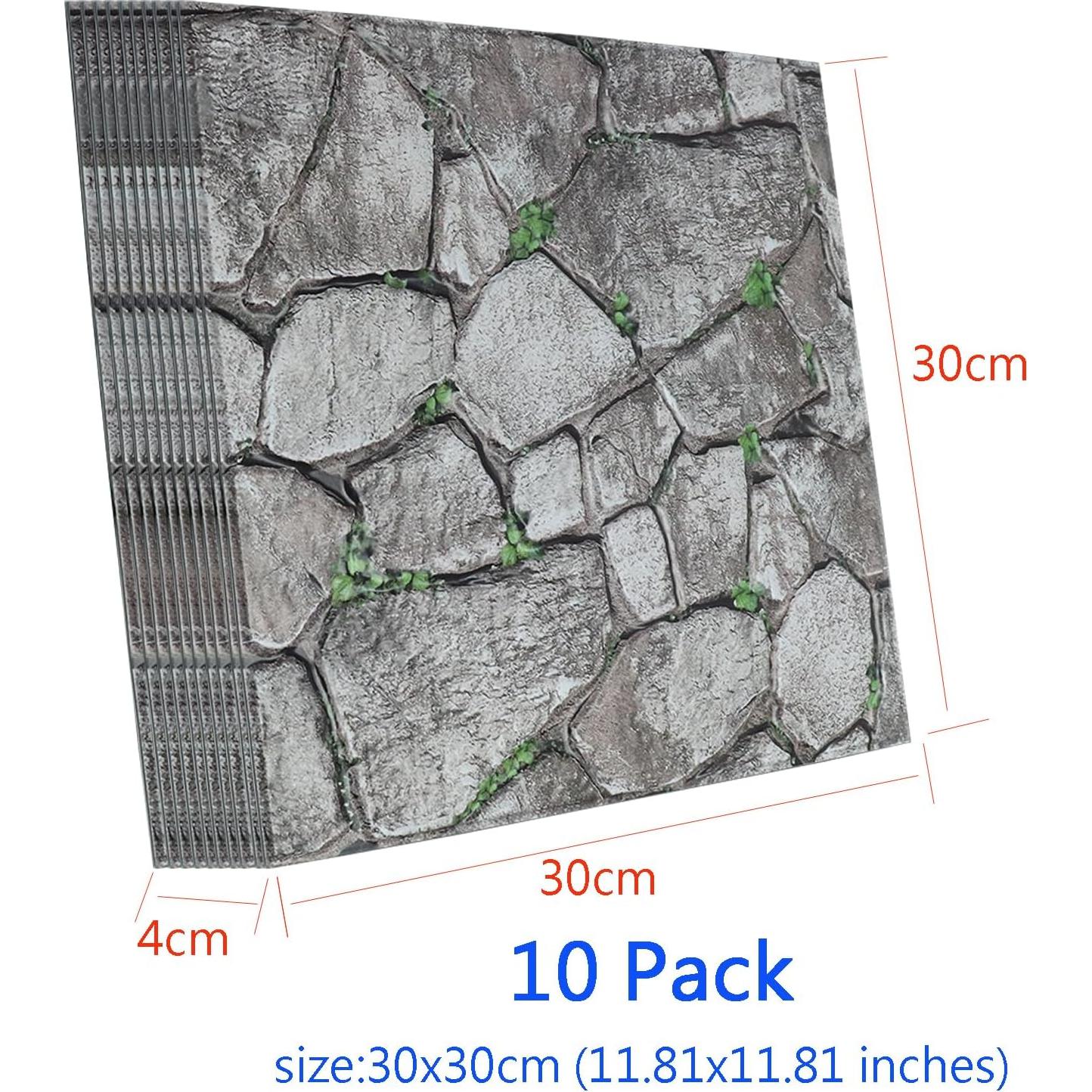 Paneles 3D Autoadhesivos PVC Szgwtk, Piedra Simulada 30x30 cm - 10 Pcs
