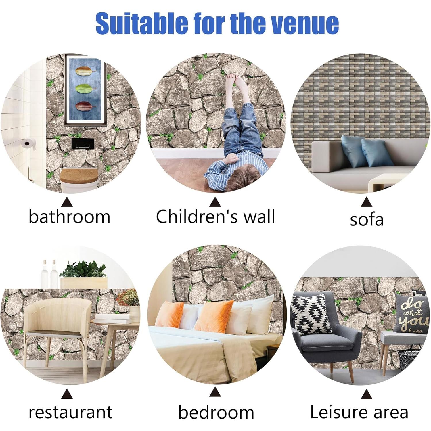 Paneles 3D Autoadhesivos PVC Szgwtk, Piedra Simulada 30x30 cm - 10 Pcs