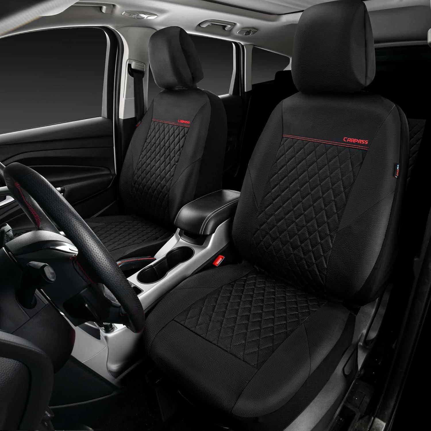 Funda de Asiento de Cuero CAR PASS ZT618PU-BK1L2 Negra Universal