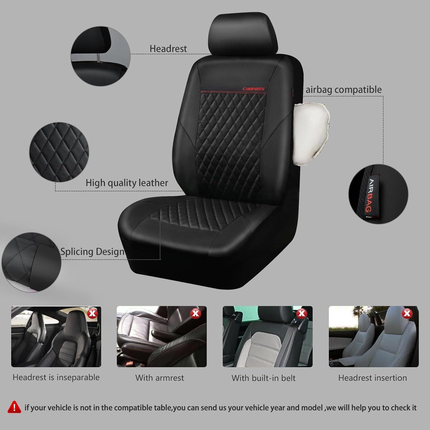 Funda de Asiento de Cuero CAR PASS ZT618PU-BK1L2 Negra Universal