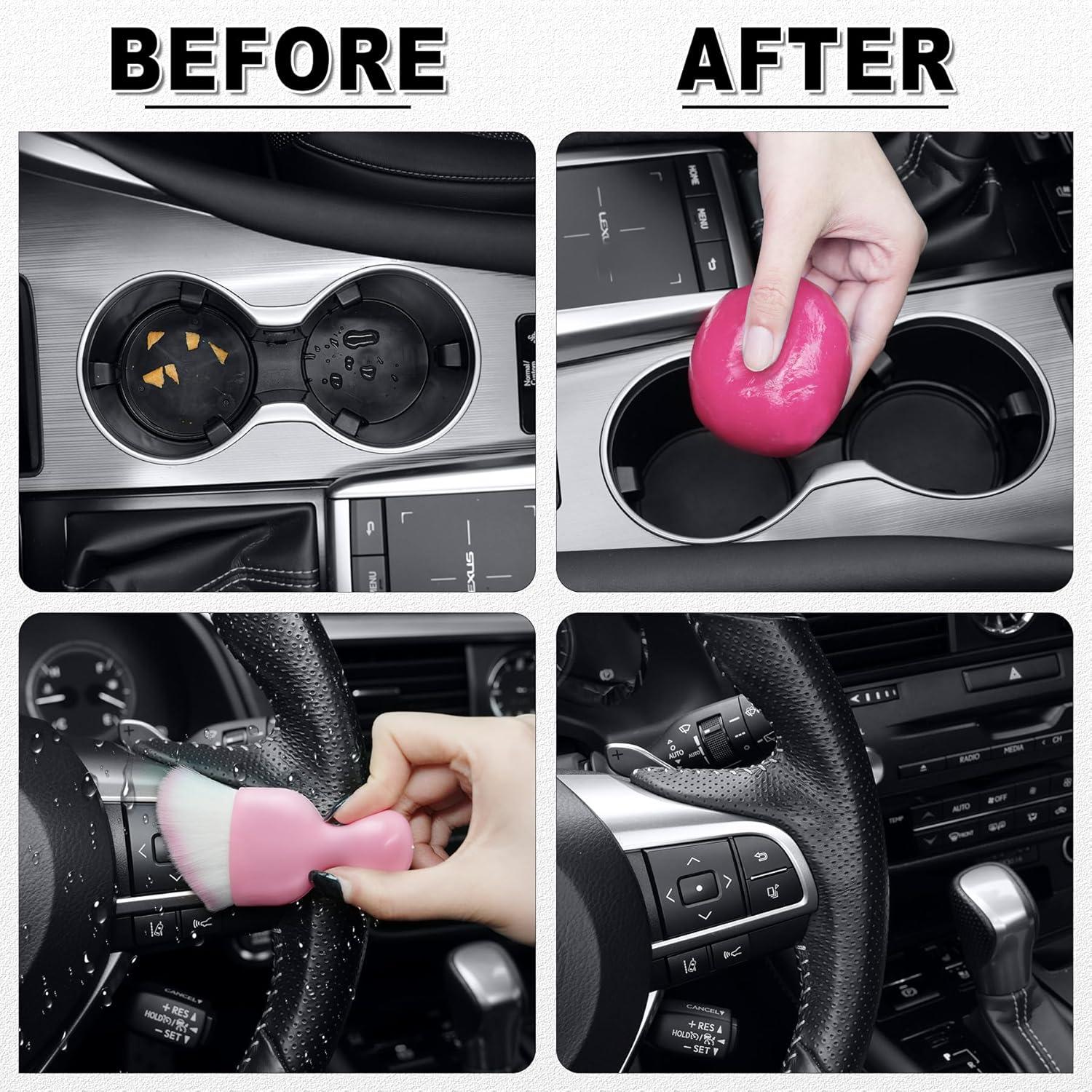 Kit de Limpieza de Autos SINGARO con Gel y 2 Cepillos Detalle