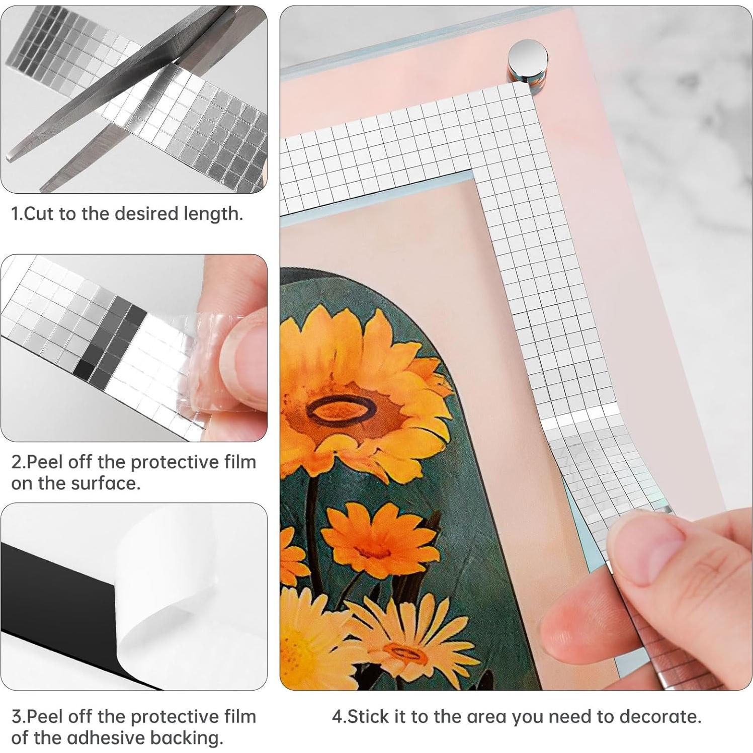 Pegatinas de Azulejos de Mosaico NiArt 1700pcs Plata 3x3mm