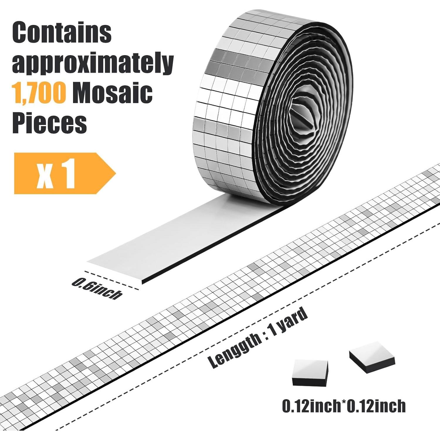 Pegatinas de Azulejos de Mosaico NiArt 1700pcs Plata 3x3mm