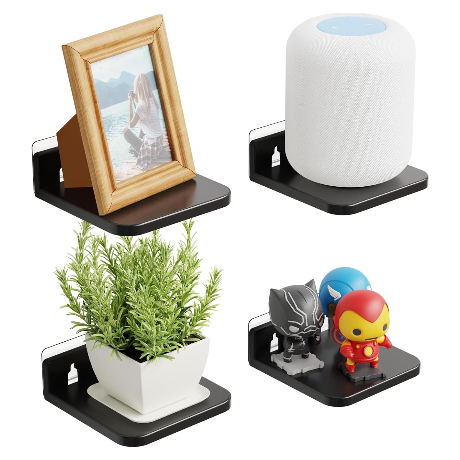 Estantes Flotantes Adhesivos Yieach 4 Piezas 12.7cm Negro