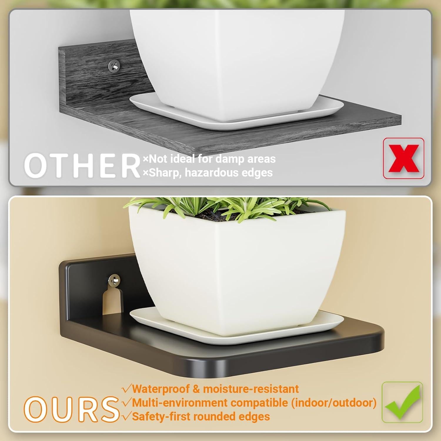 Estantes Flotantes Adhesivos Yieach 4 Piezas 12.7cm Negro