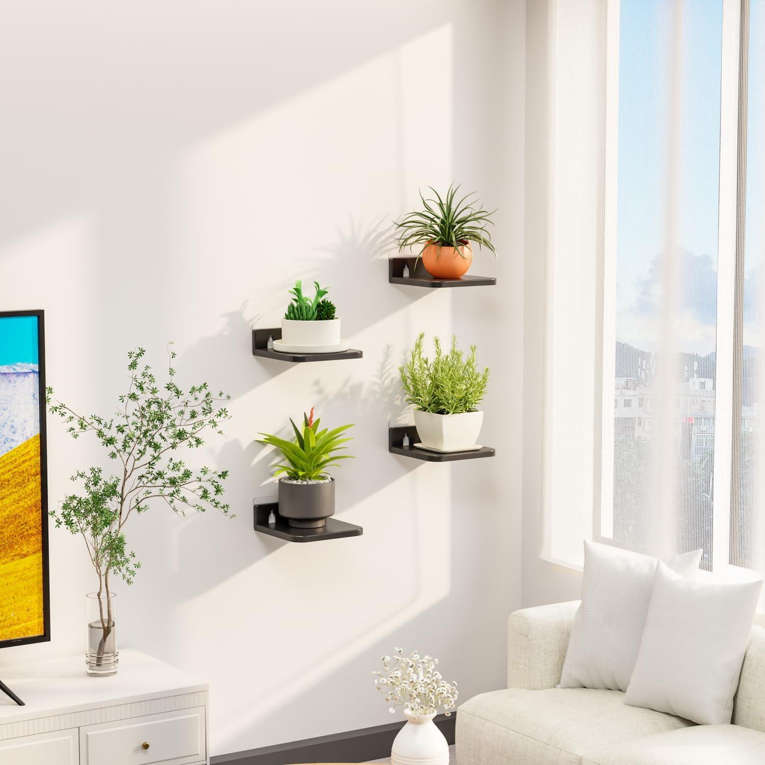 Estantes Flotantes Adhesivos Yieach 4 Piezas 12.7cm Negro