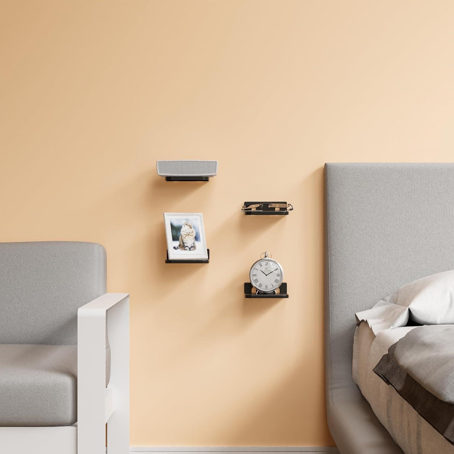 Estantes Flotantes Adhesivos Yieach 4 Piezas 12.7cm Negro