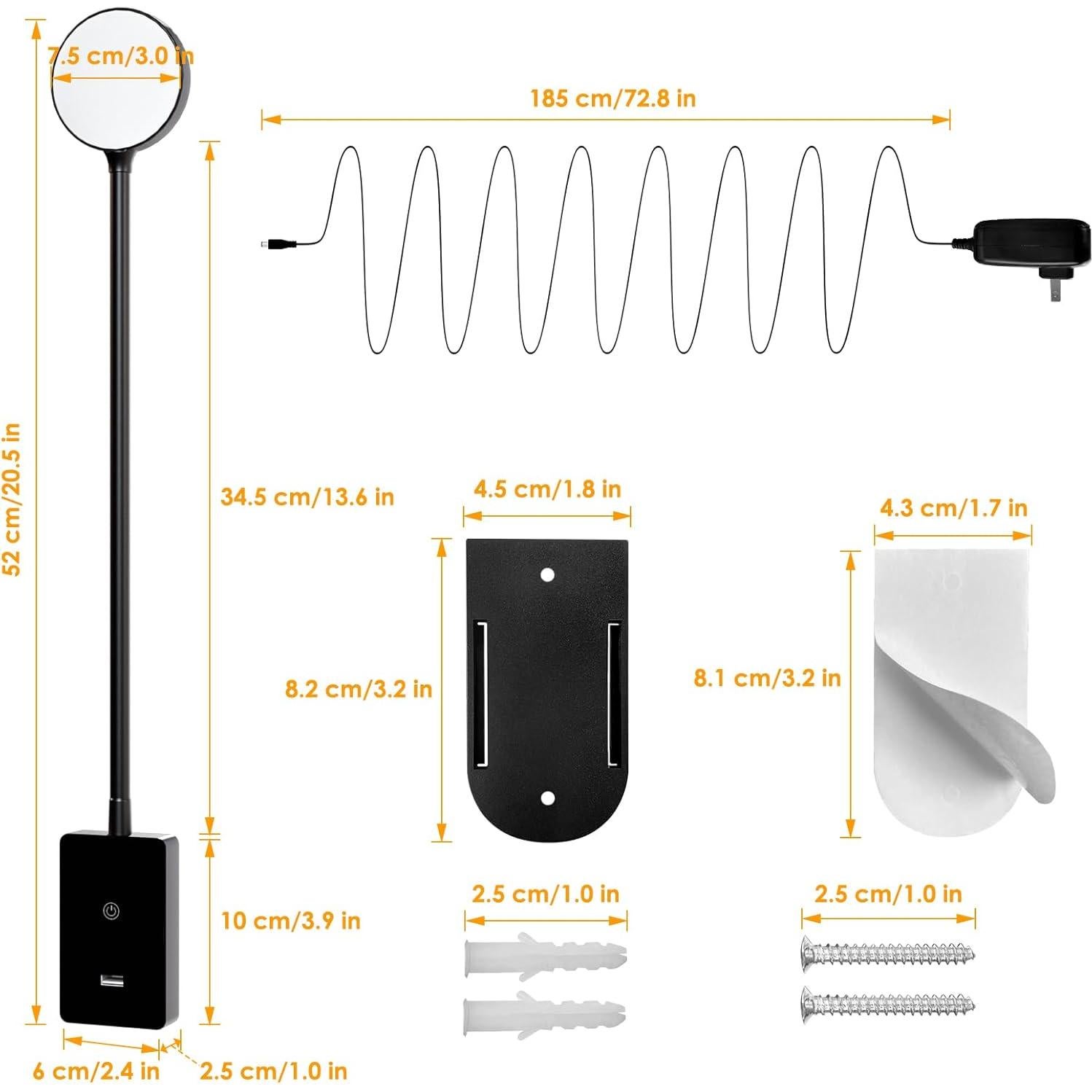 Luz de Lectura Montada en Pared LED ENUOTEK 5W 500Lm Control Remoto