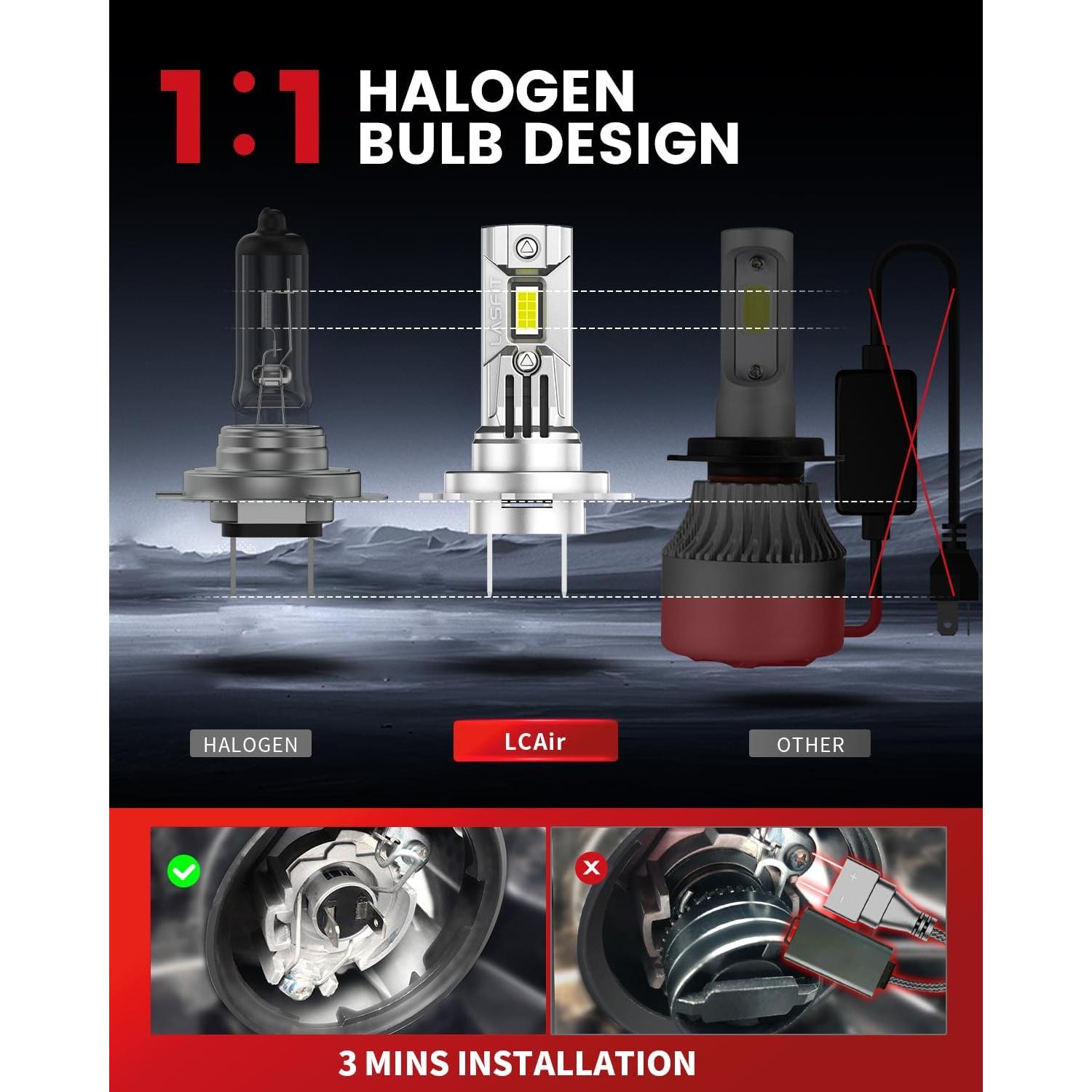 Bombillas H7 LASFIT BEAM YX 6000K Luz Fría 2 Piezas