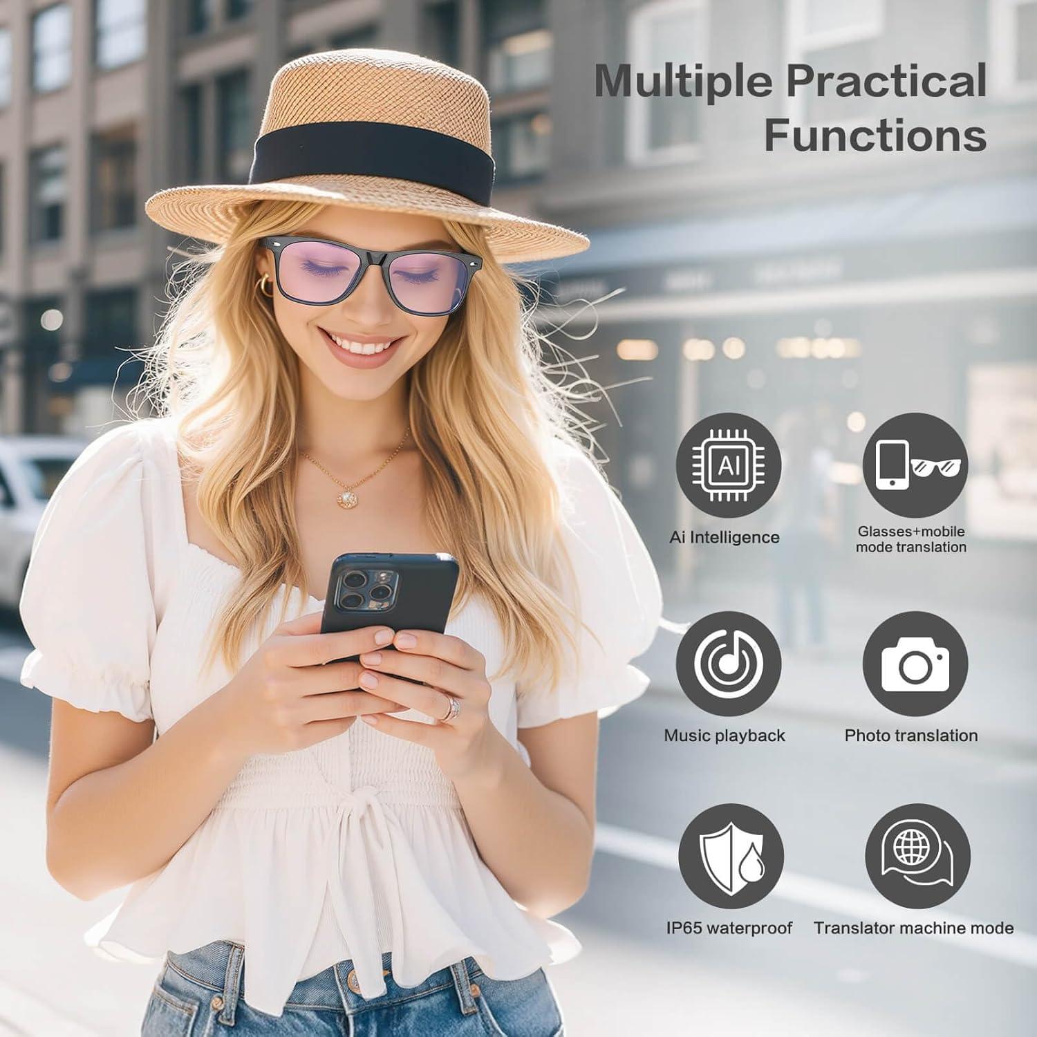 Gafas Inteligentes Bluetooth EarlySincere W100 - Traducción 164 Idiomas