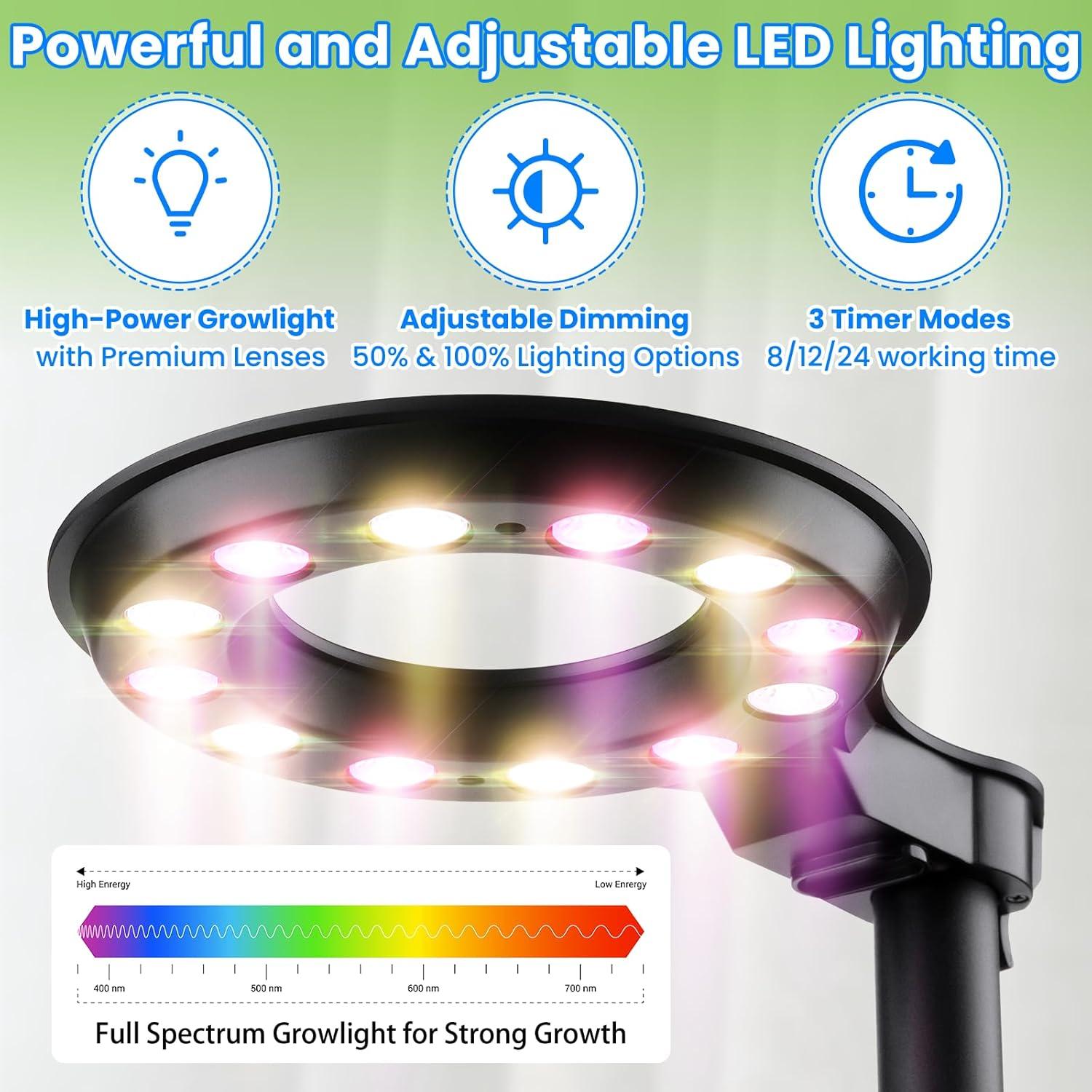 Kit de Cultivo Hidropónico Interior con Luz LED Ajustable 100cm