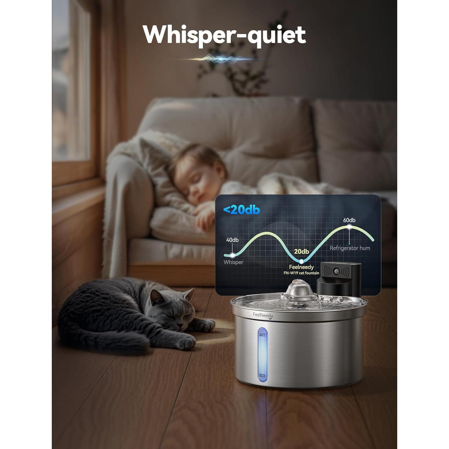 Fuente de Agua Inalámbrica Acero Inoxidable 3.5L FEELNEEDY