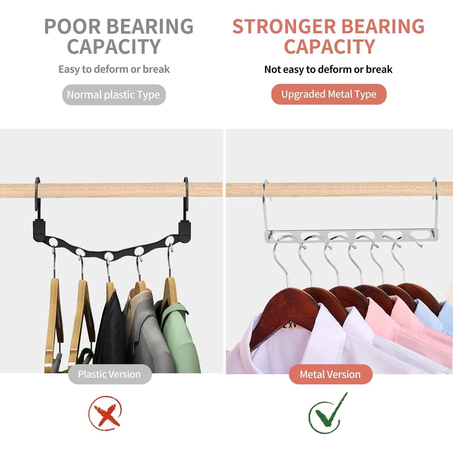 Perchas Ahorra Espacio AORAKI, Paquete de 12 de Metal