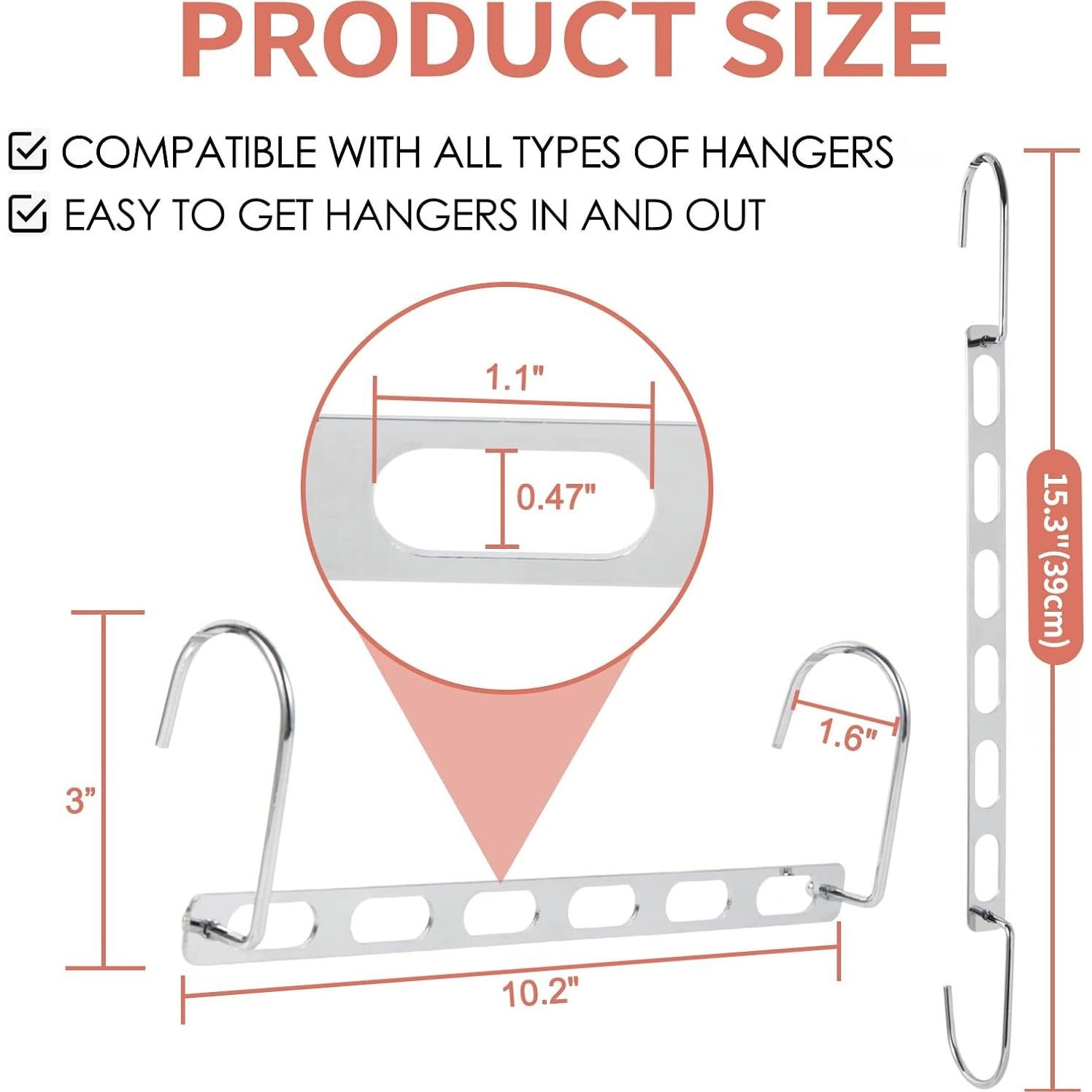 Perchas Ahorra Espacio AORAKI, Paquete de 12 de Metal