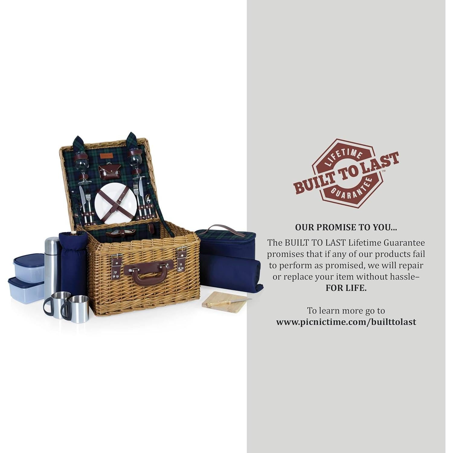 Canasto de Picnic Deluxe para 2 Picnic Time - Mimbre Azul