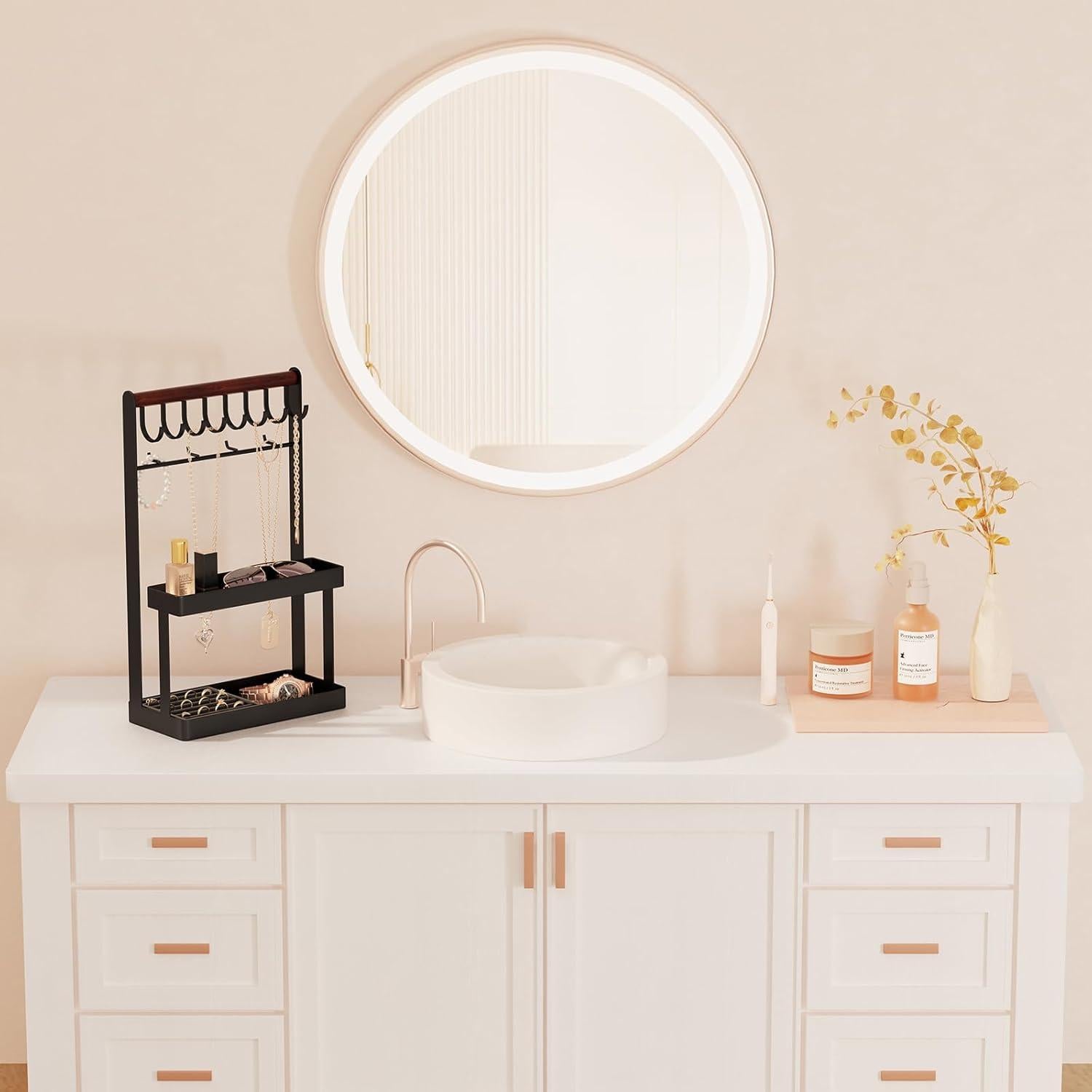 Organizador de Joyería Lolalet 4 Niveles Negro con 12 Ganchos