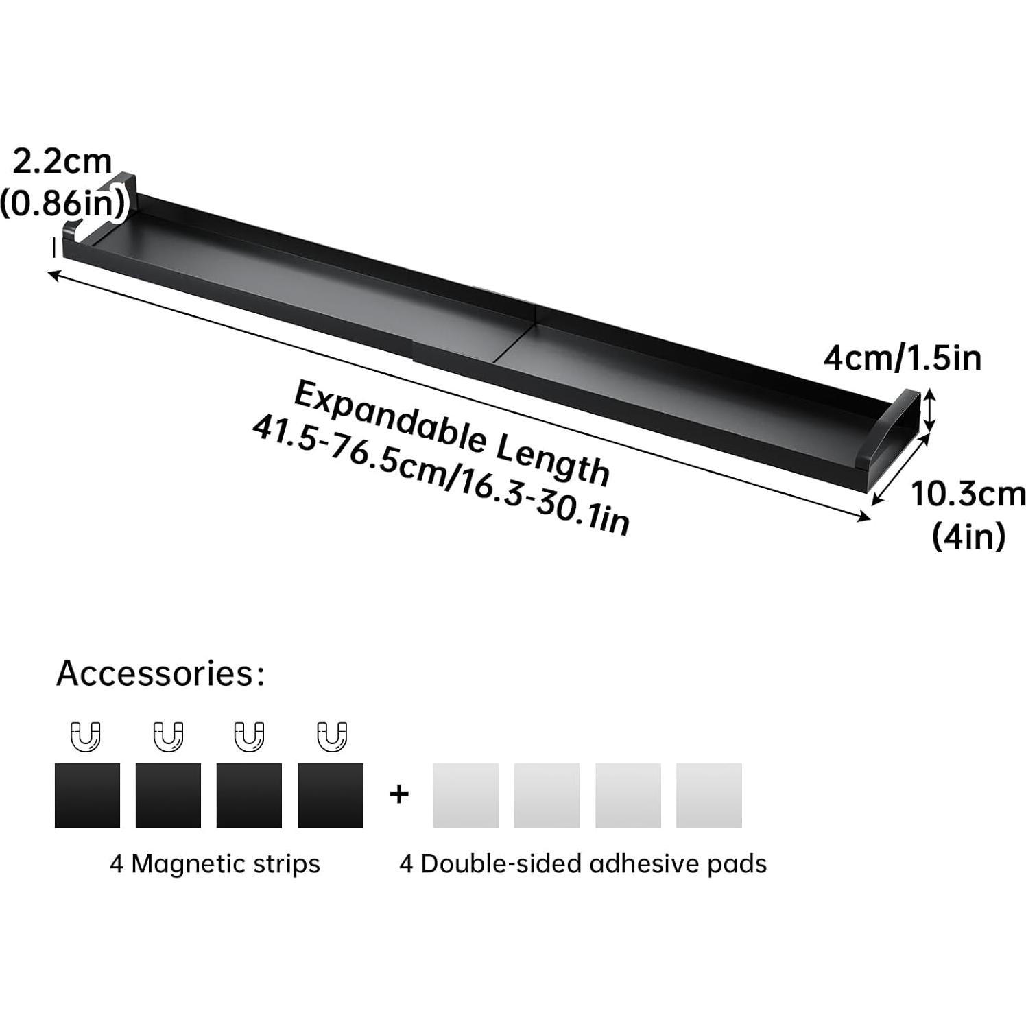 Estante Magnético Expandible para Especias WOCHUANGSI Negro