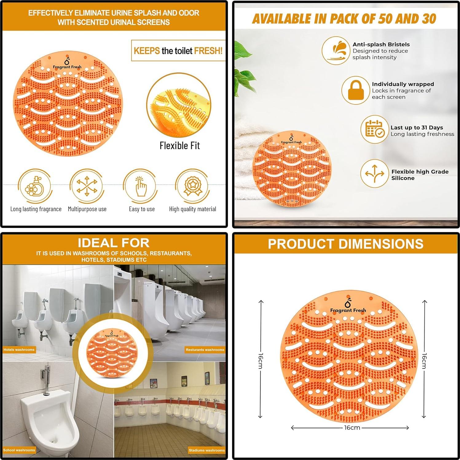 Desodorante de Pantalla de Urinal Fragrant Fresh 30 Unidades Naranja