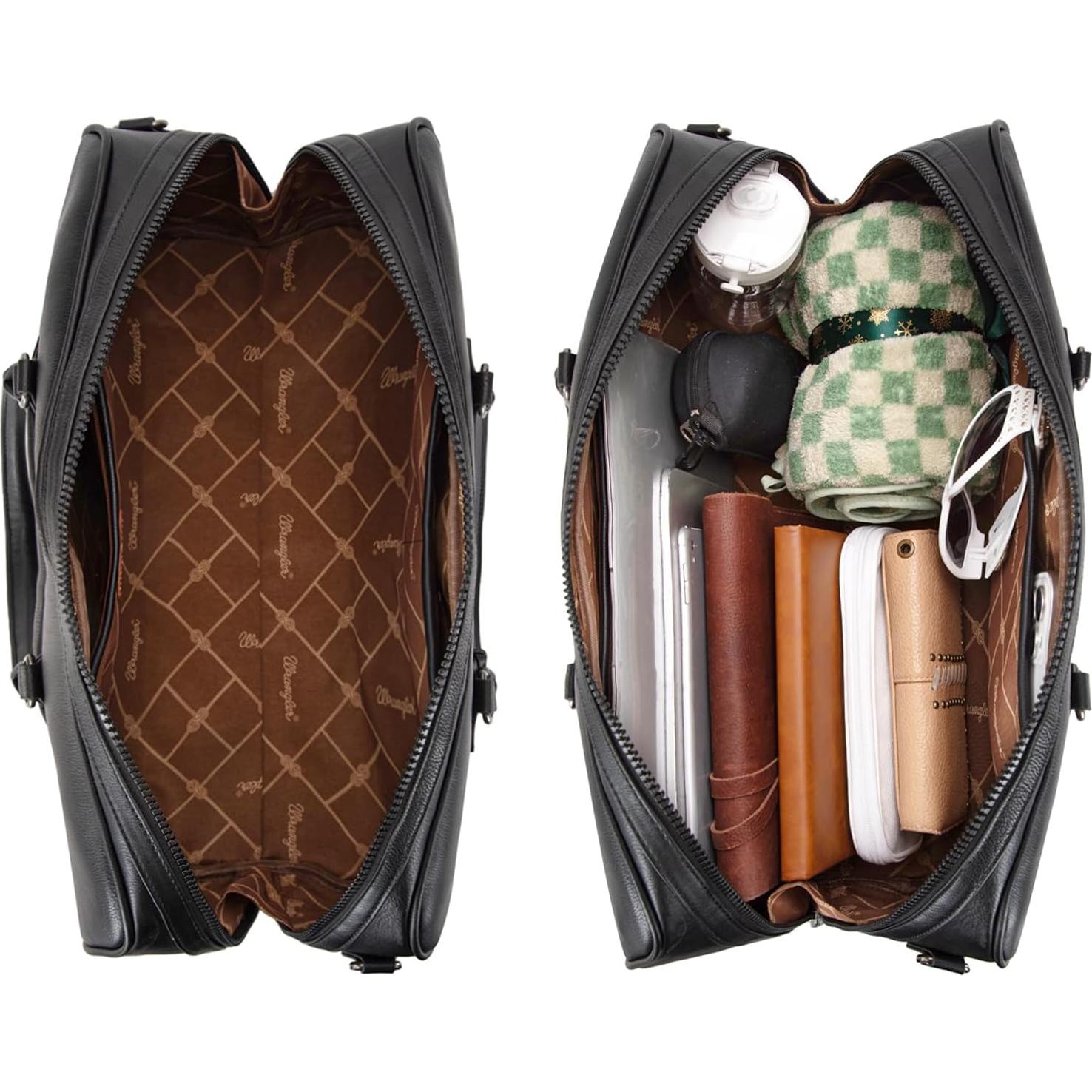 Bolsa de viaje Duffel Wrangler para mujeres - Cuero vegano negro