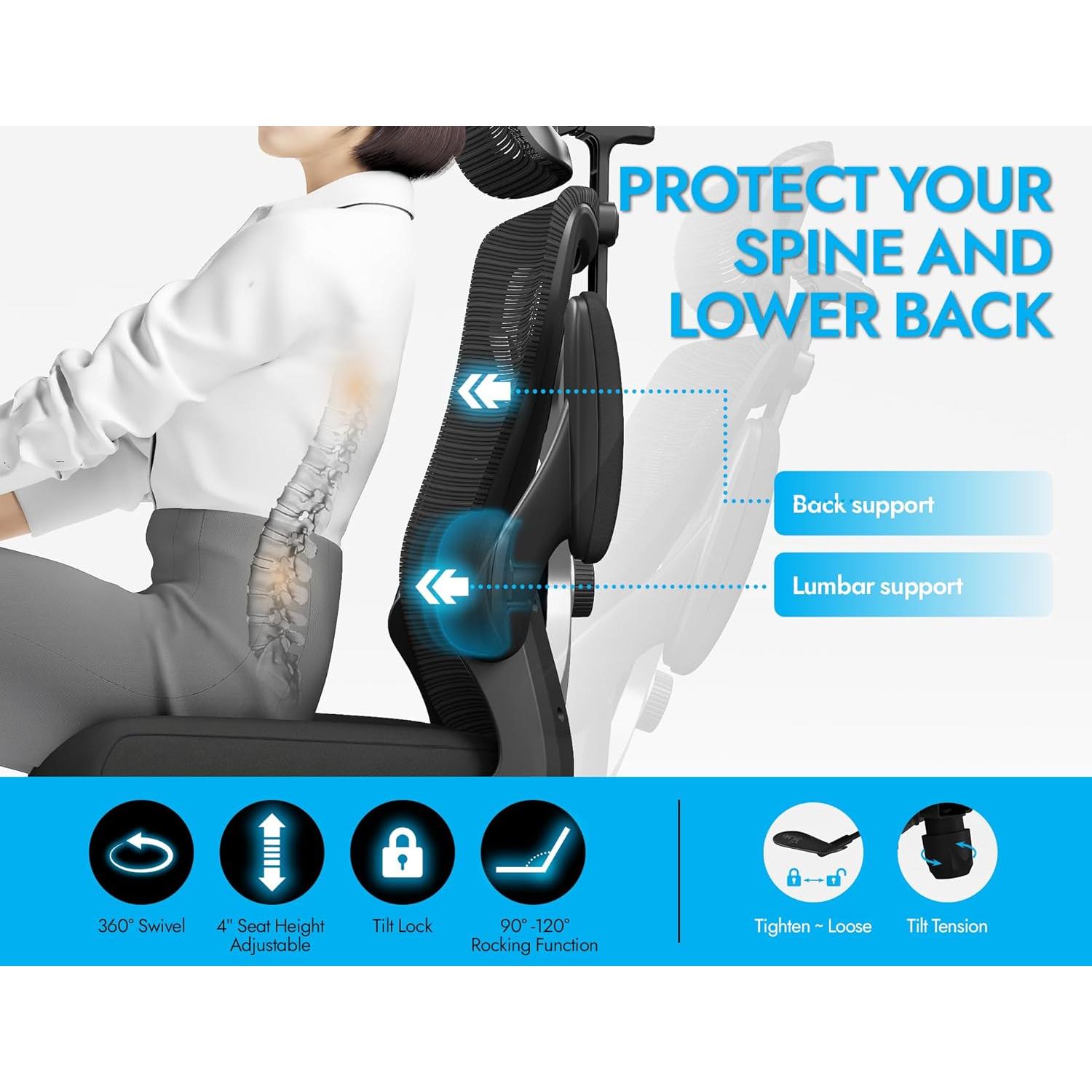 Silla de Oficina Ergonómica Ergalithic X100-1 con Soporte Lumbar