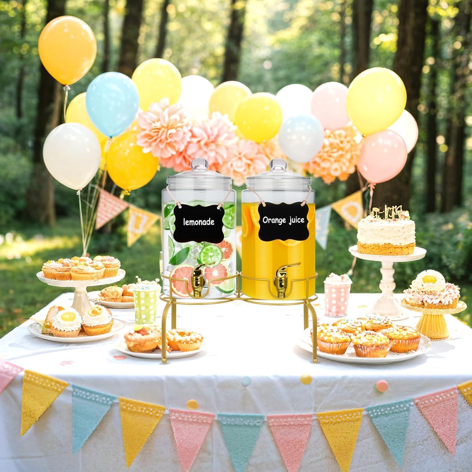 Paquete de 2 dispensadores de vidrio 3.78L con grifo y soporte