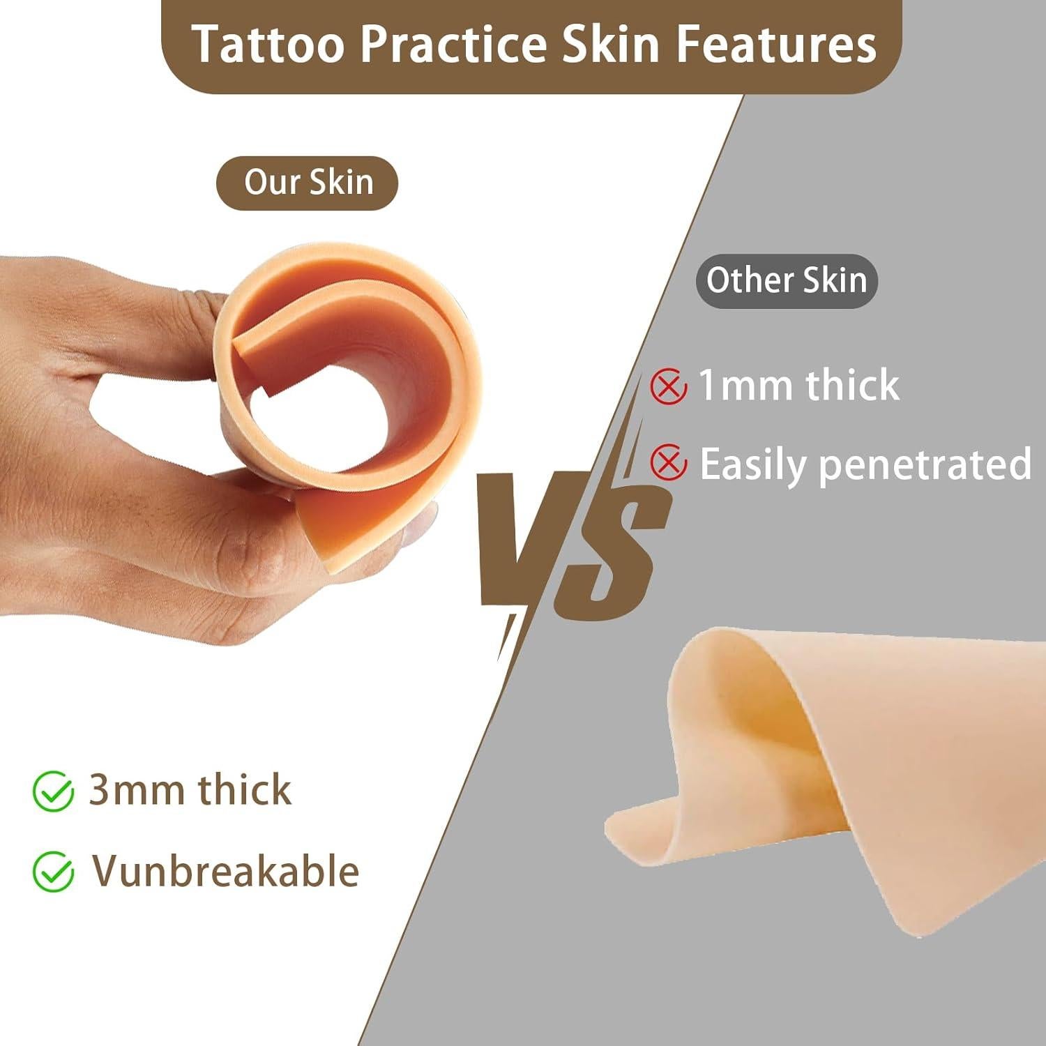 Kit de Práctica de Tatuaje Nsidd 26 PCS 3MM Piel y Papel