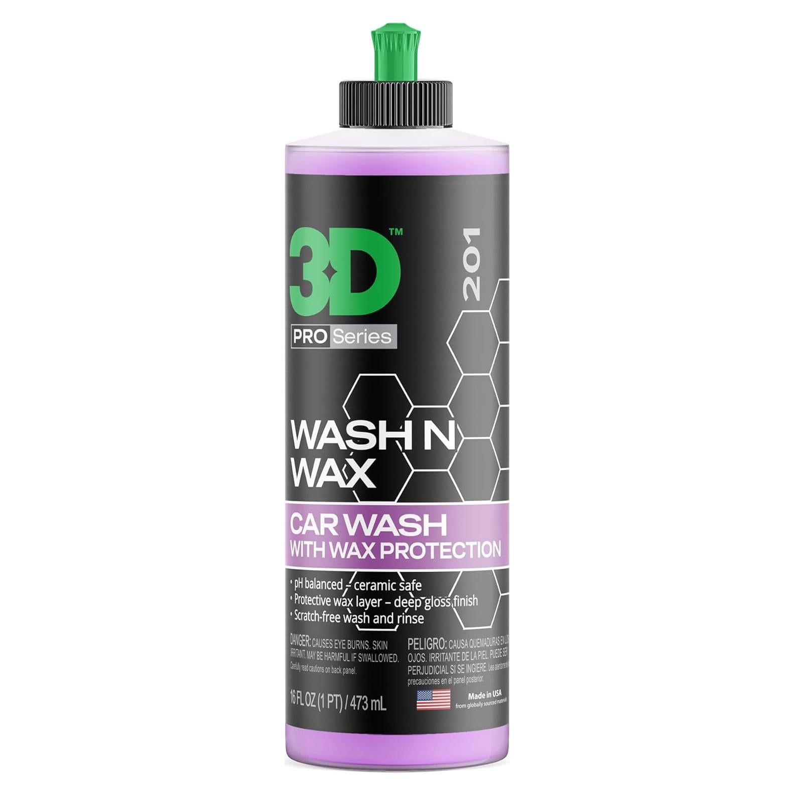 Jabón 3D Wash N Wax 16oz - Lavado y Cera pH Balanceado