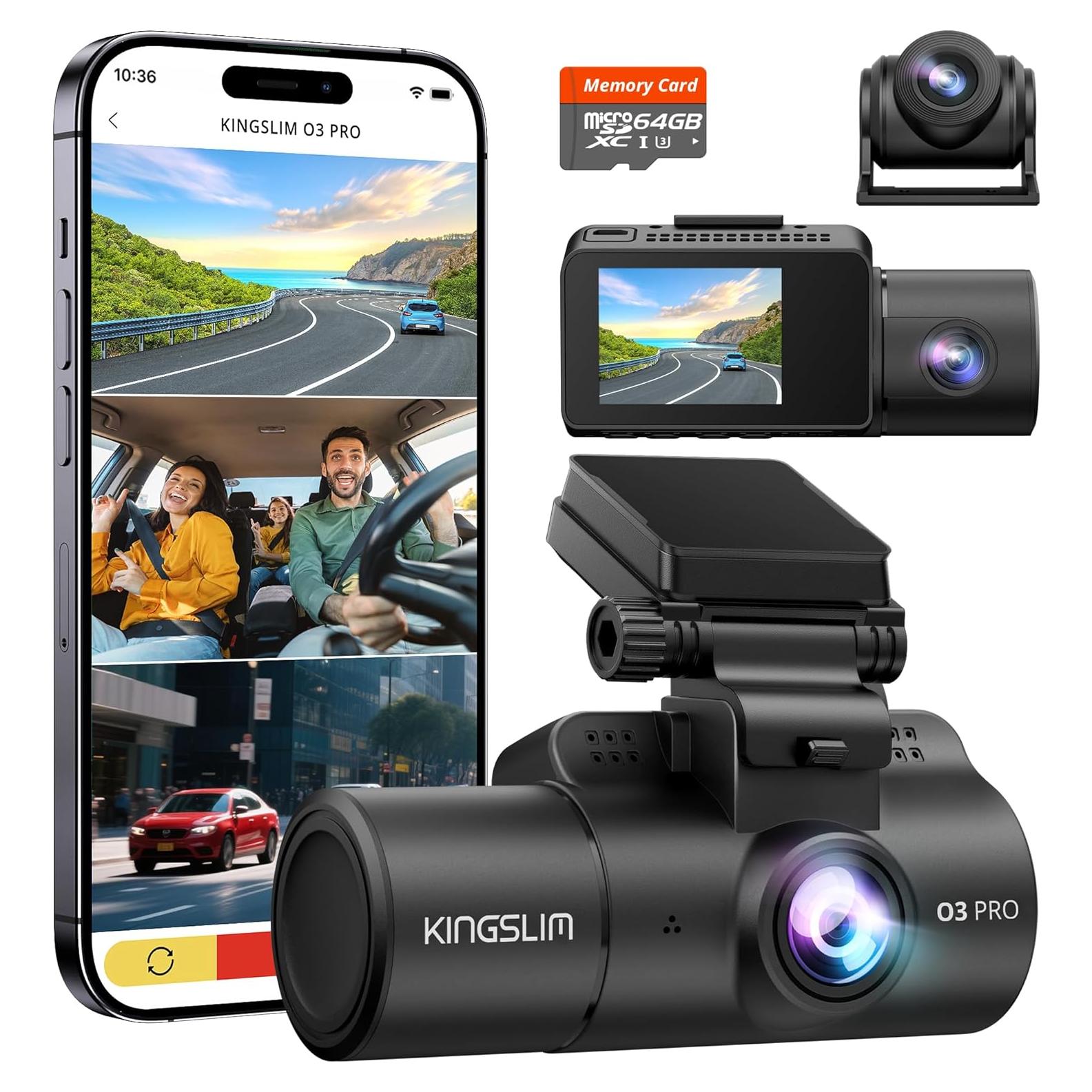 Cámara de tablero Kingslim O3 Pro 2.5K con WiFi y 64GB