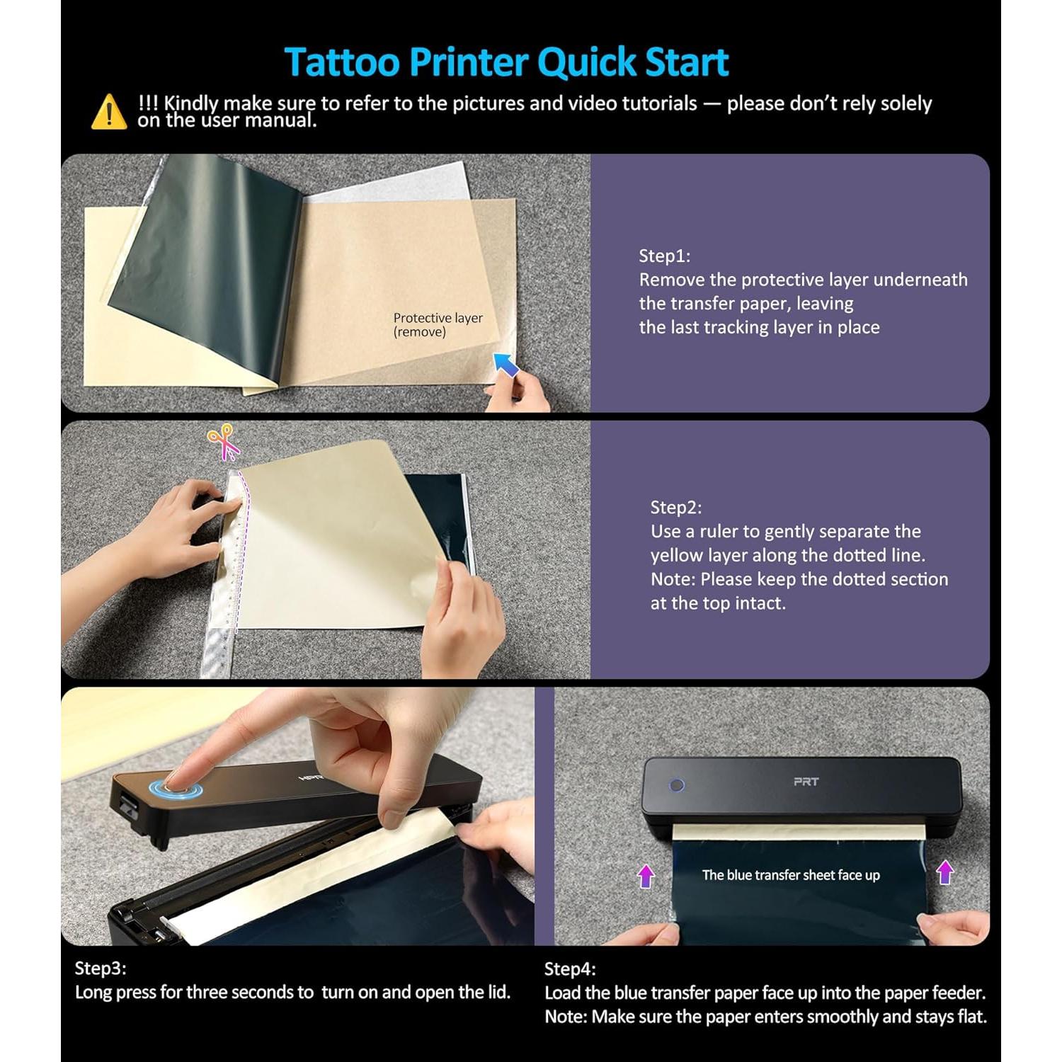 Impresora de Plantillas de Tatuaje PRT MT660 Inalámbrica 10 Hojas