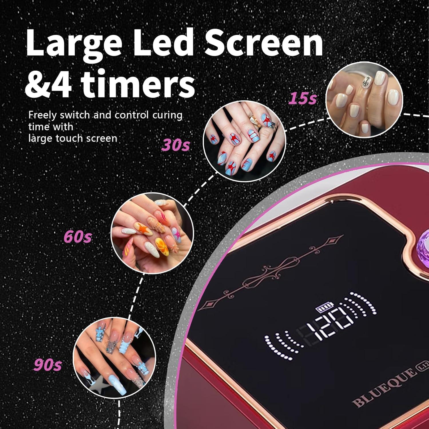 Lámpara de Uñas UV Recargable BEENLE 288W con Temporizador