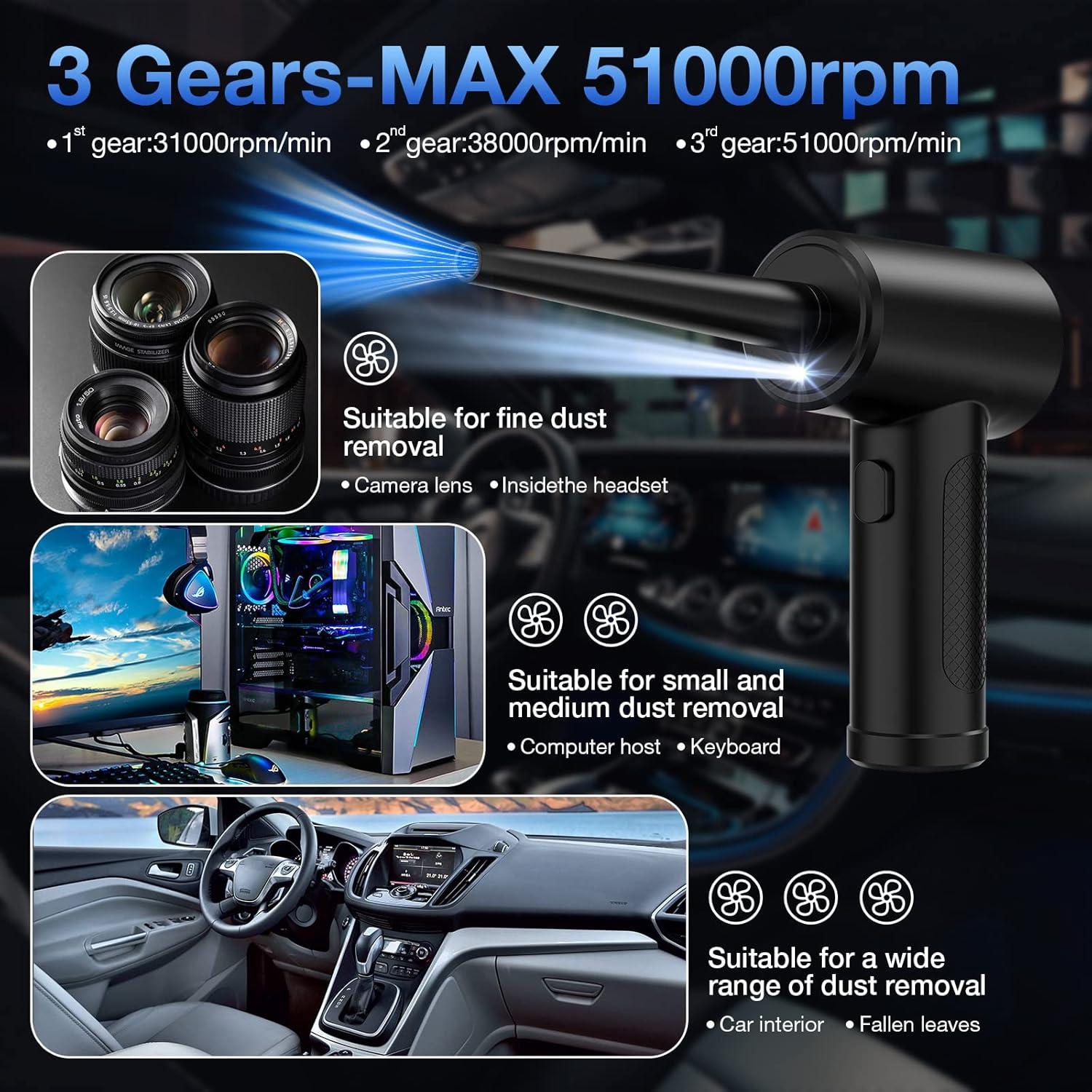 Soplador de Aire Comprimido LGINZS 68W 51000RPM Recargable