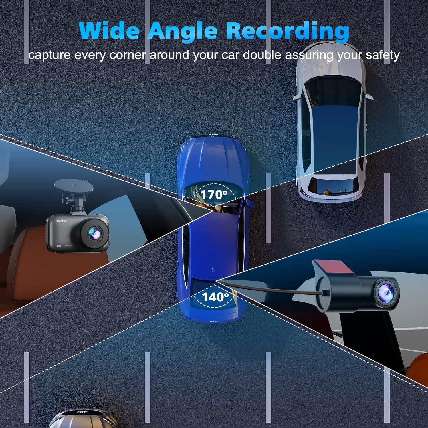 Cámara de tablero dual 4K Zhiroad con filtro CPL y WiFi