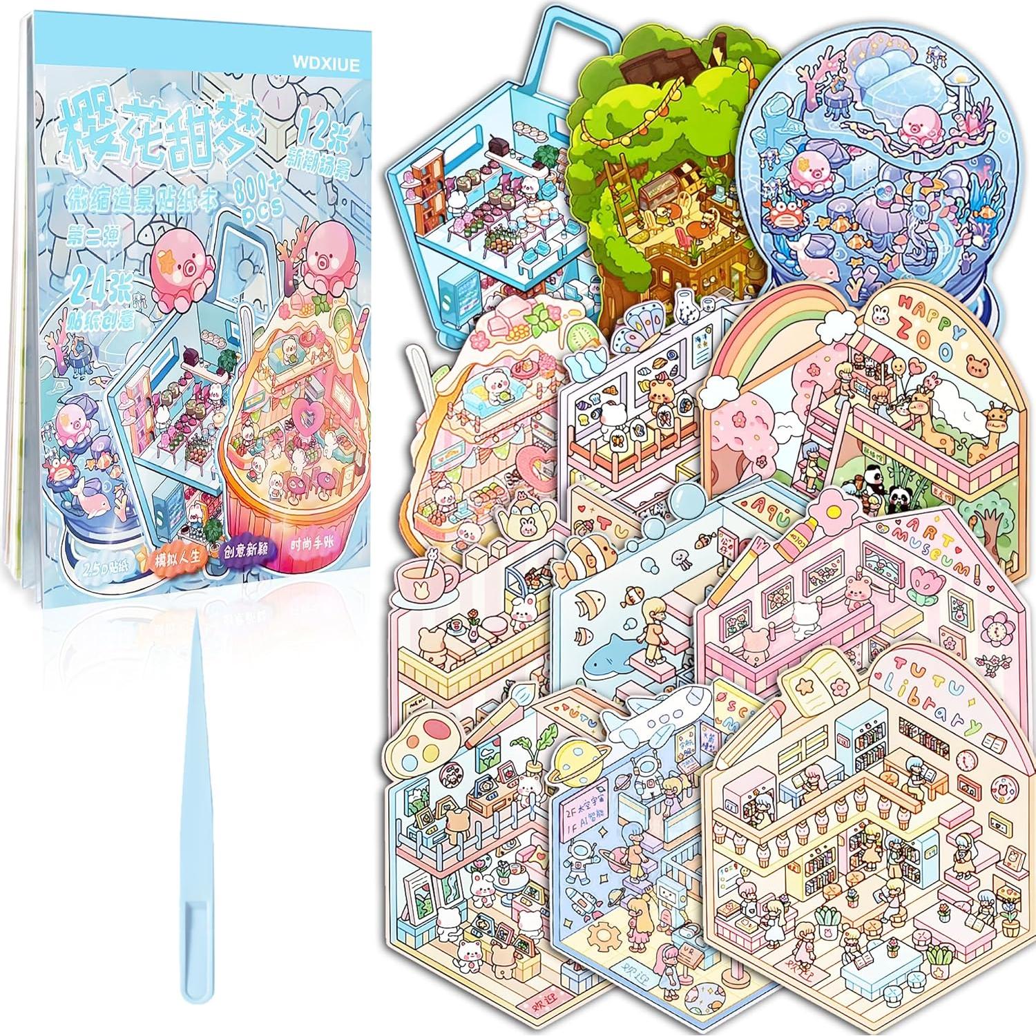 Stickers 3D WDXIUE - 12 Sets de Escenas Creativas para DIY