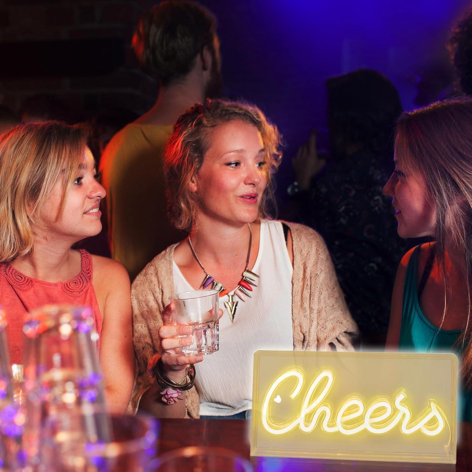 Cartel Neón Cheers LED Hawisphy 51x23 cm Blanco Cálido