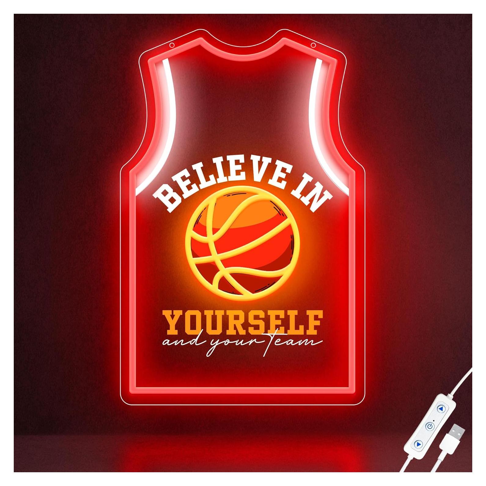 Luz de Neón LED Camiseta Baloncesto ZLOOREE 42x27.3cm